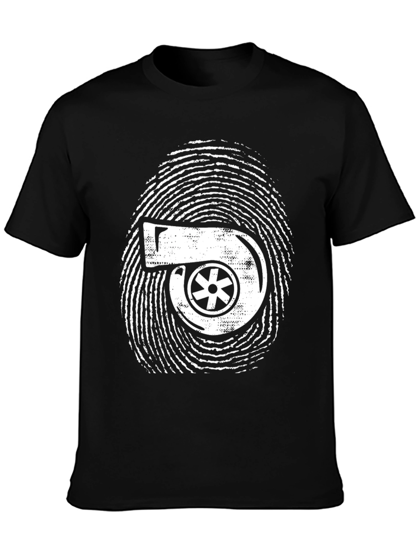 Turbo Fingerprint Black T-Shirt - Automotive Enthusiast Apparel