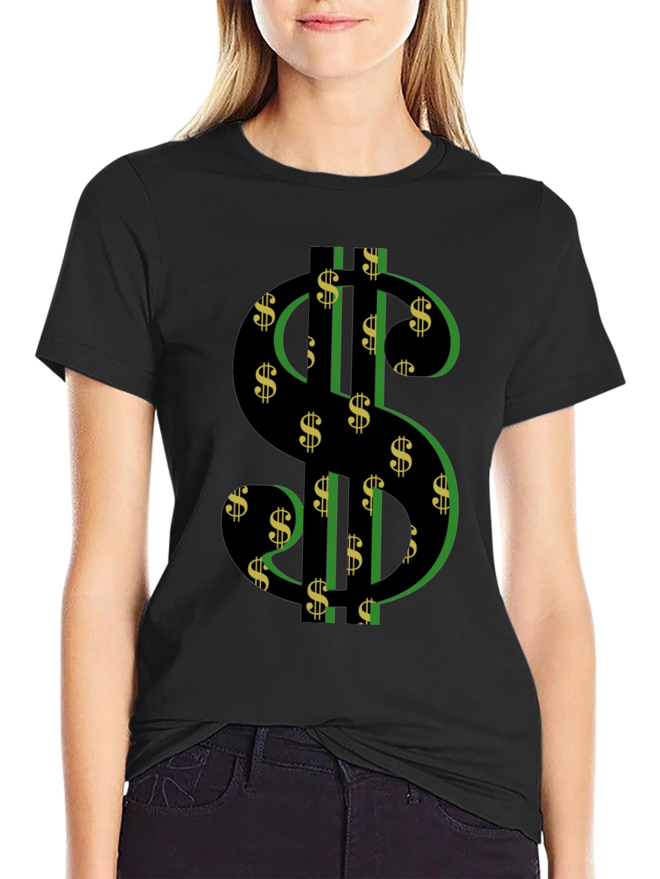 Dollar Sign Graphic T-Shirt - Black