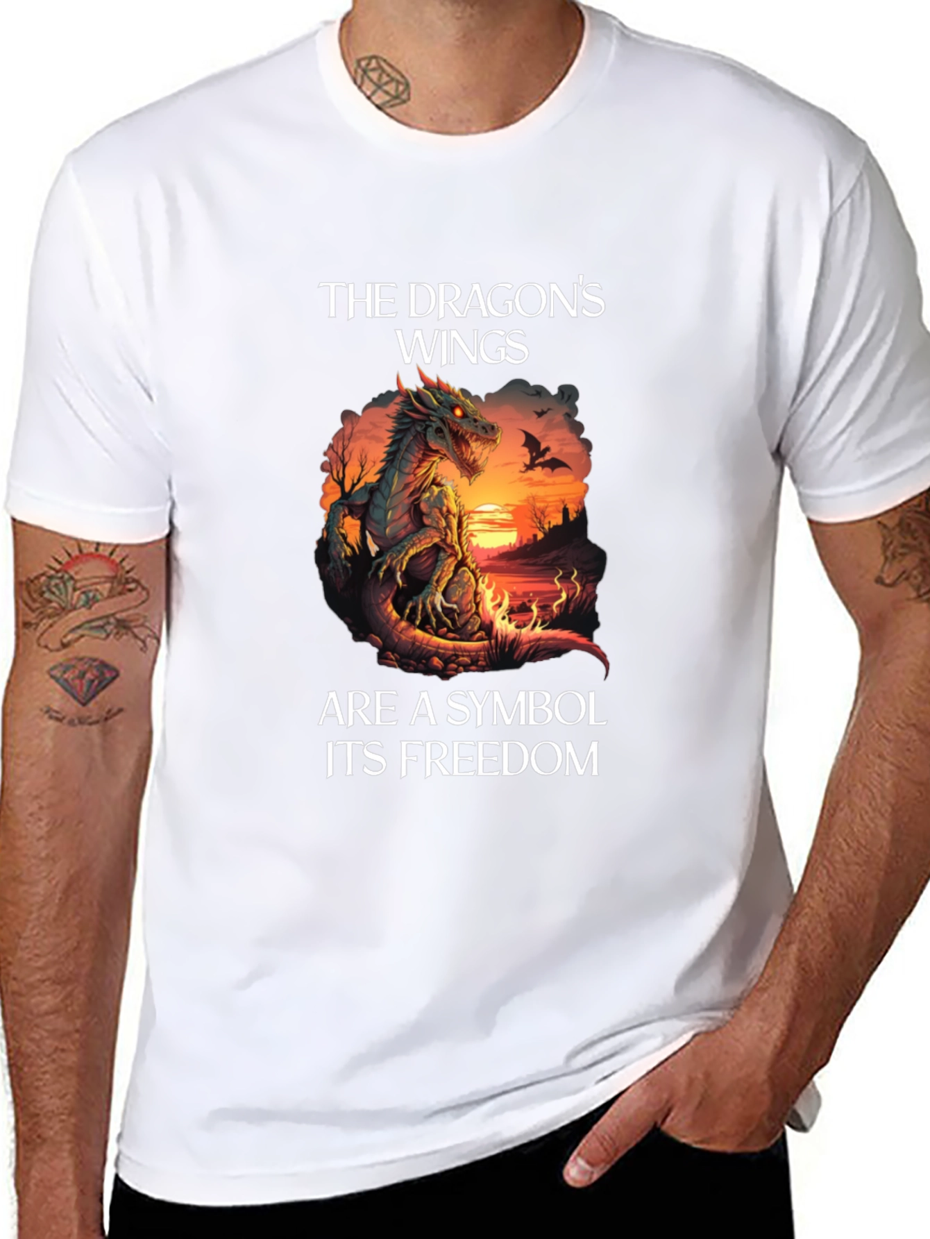 Dragon Wings Freedom Graphic T-Shirt