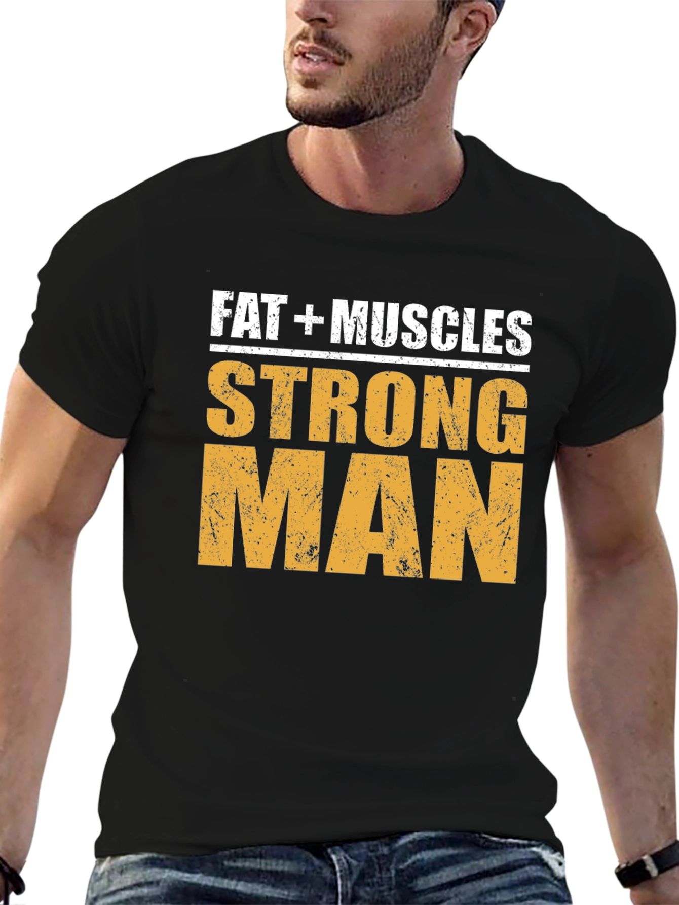 Fat + Muscles Strong Man Graphic T-Shirt
