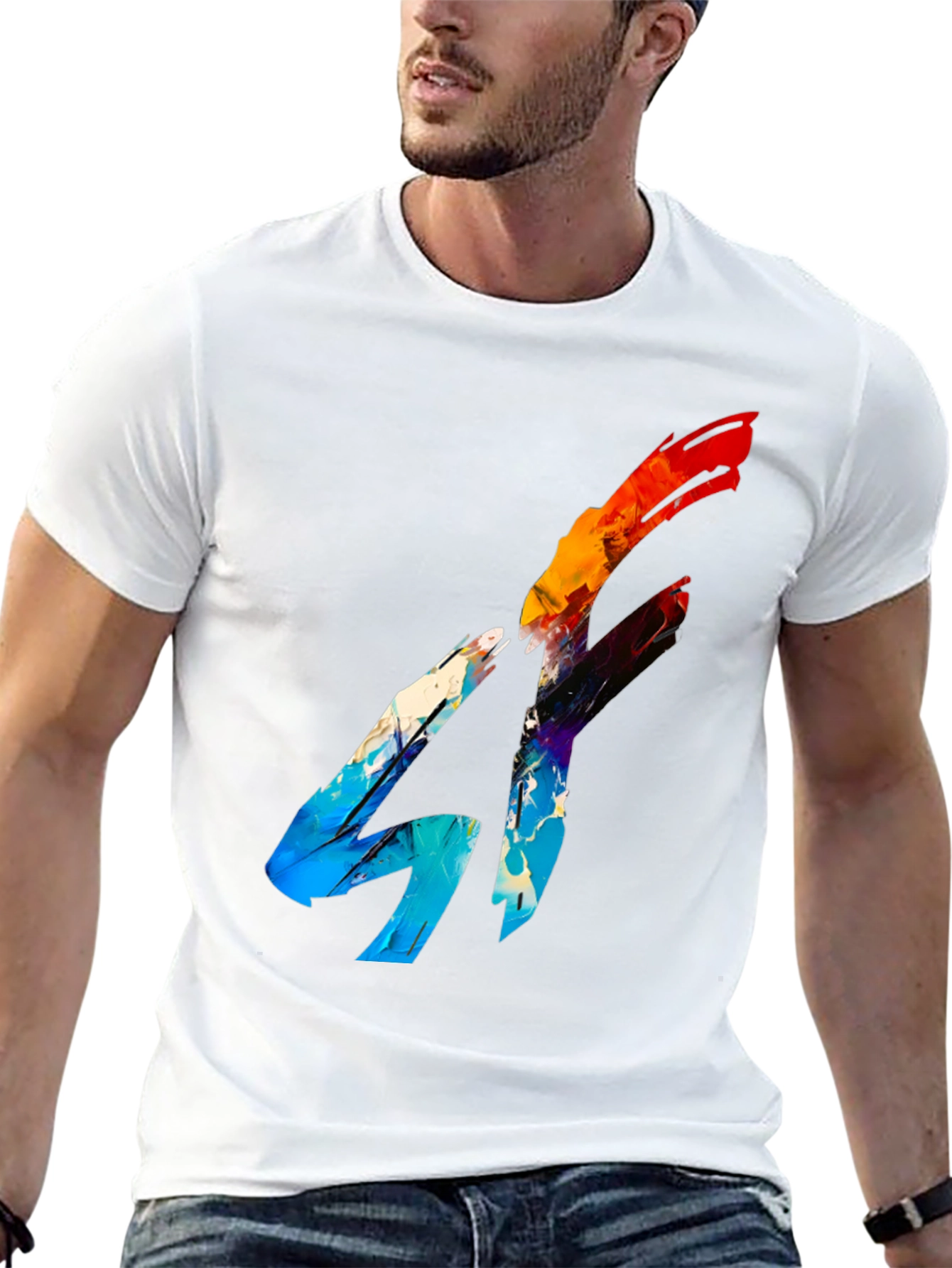 Abstract Graphic Print Black Tee