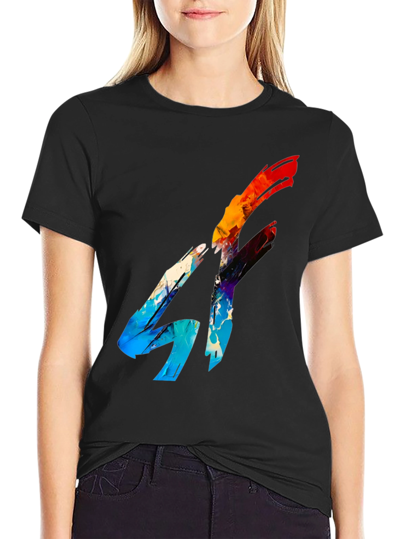 Abstract Graphic Print Black Tee
