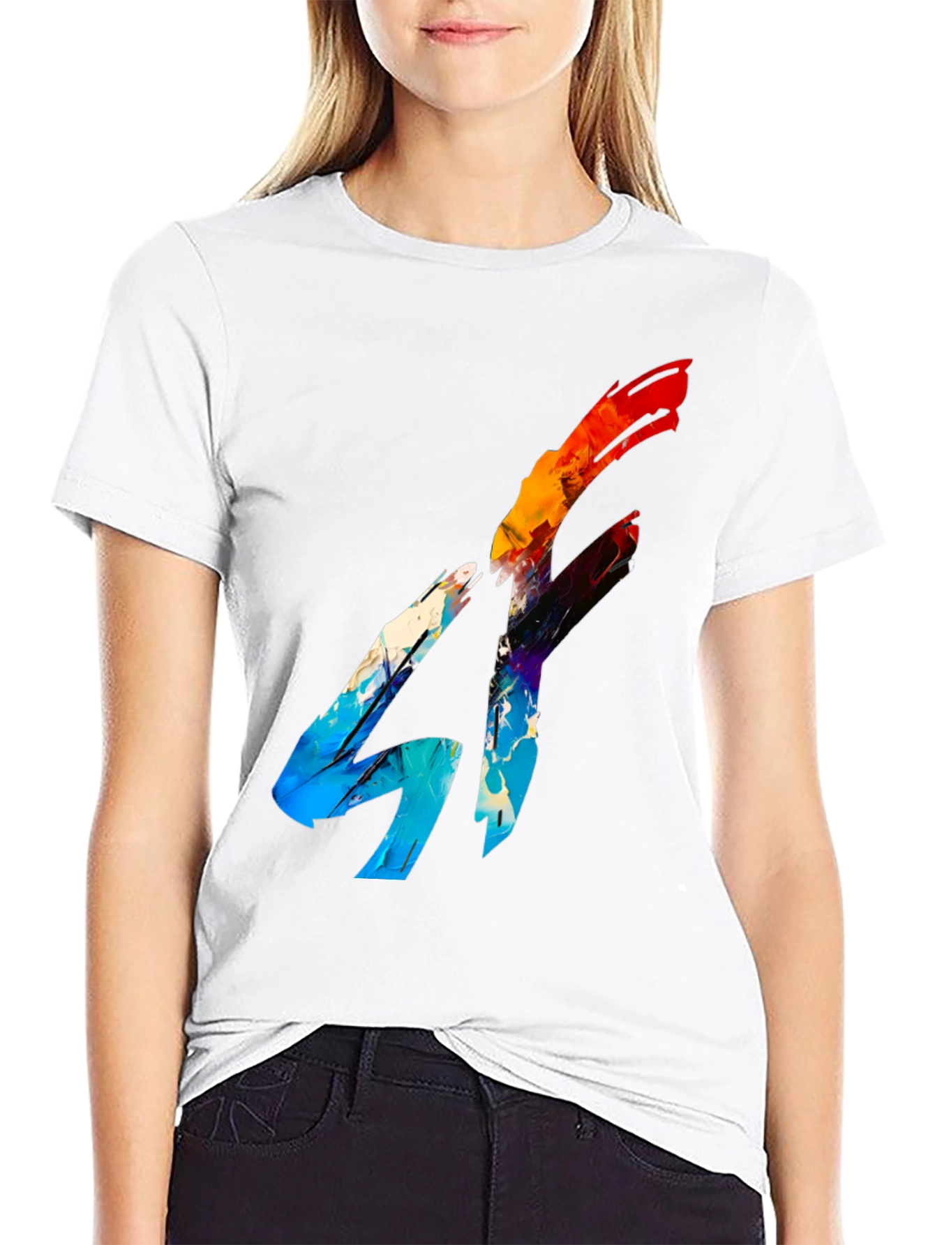 Abstract Graphic Print Black Tee