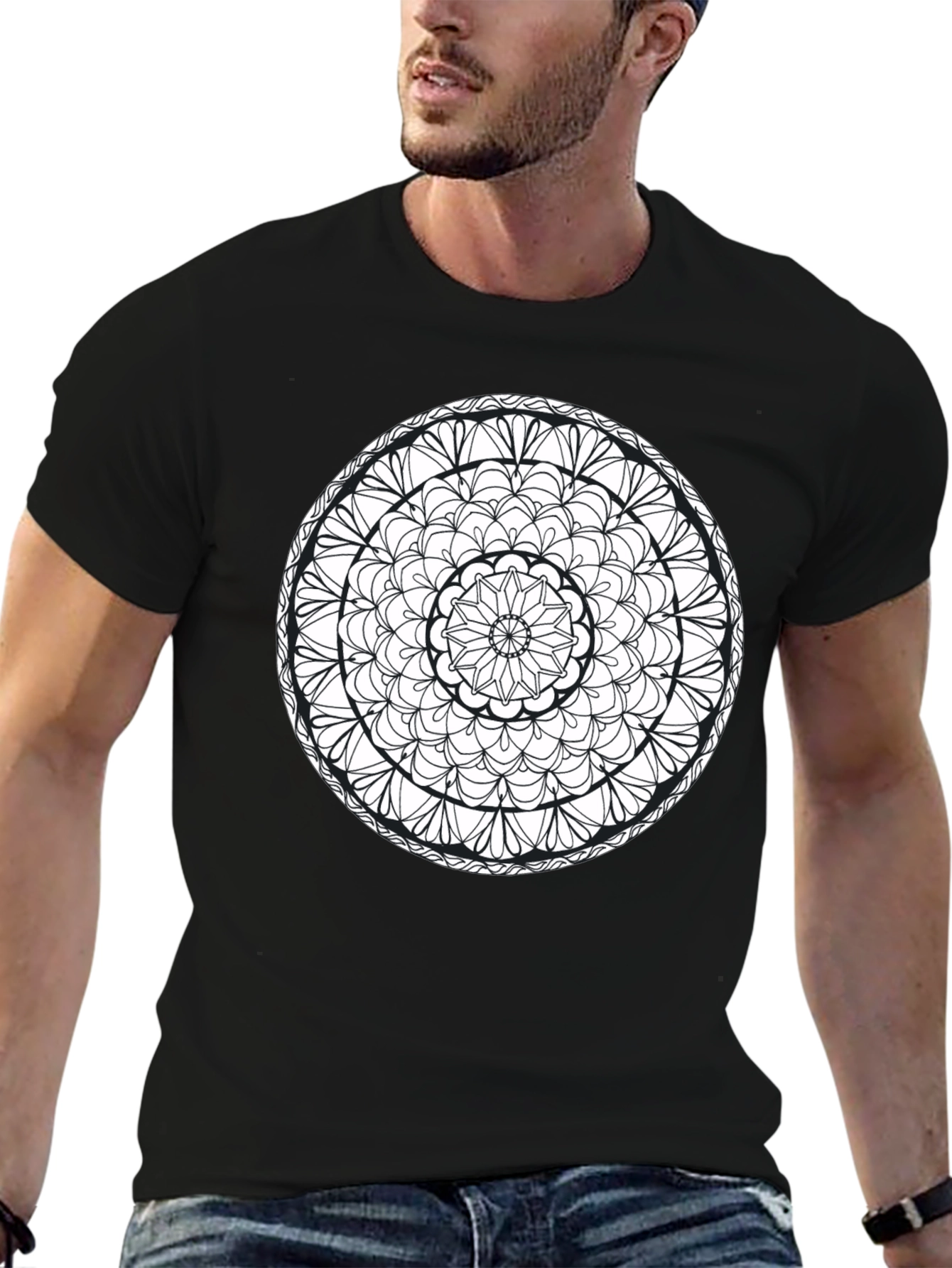 Mandala Print Black T-Shirt - Artistic Tee