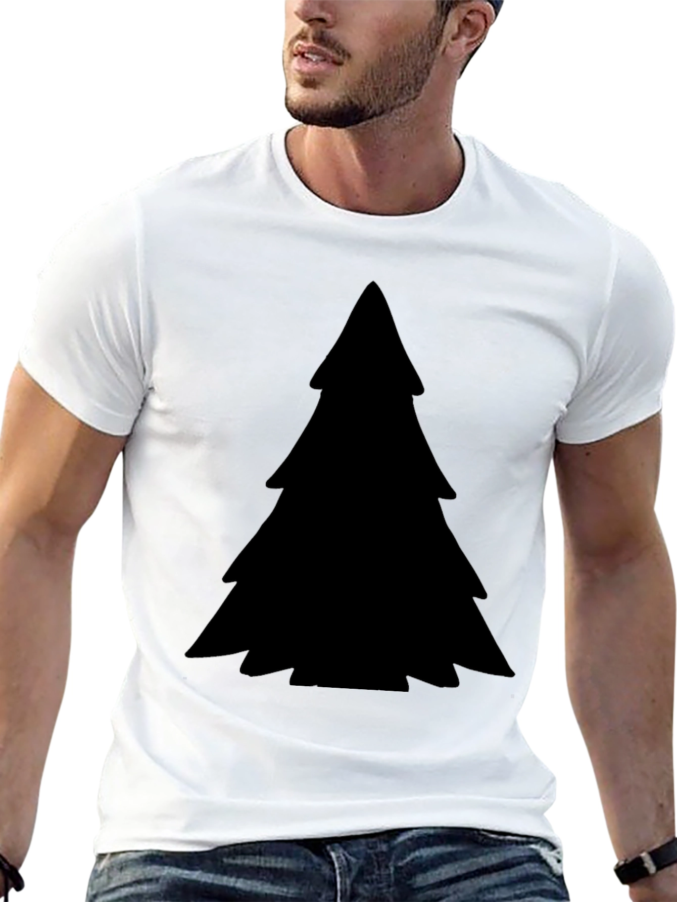 Solid Black Christmas Tree Graphic Tee
