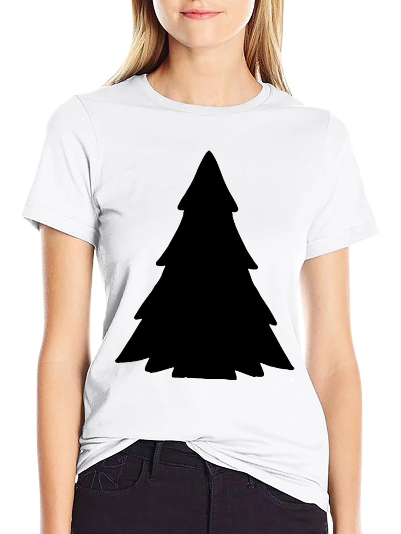 Solid Black Christmas Tree Graphic Tee