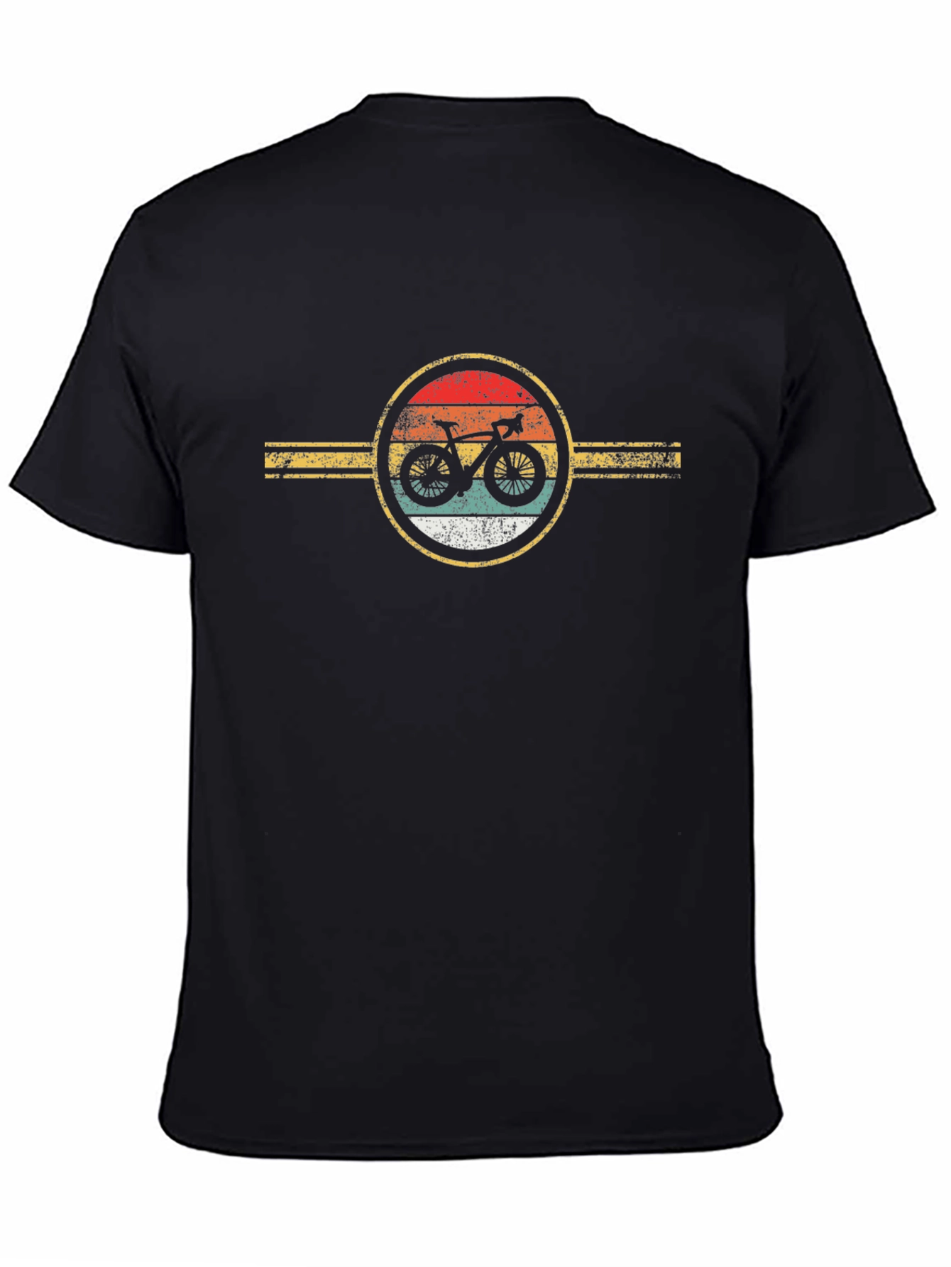 Retro Bicycle Graphic Tee - Black Cotton T-Shirt