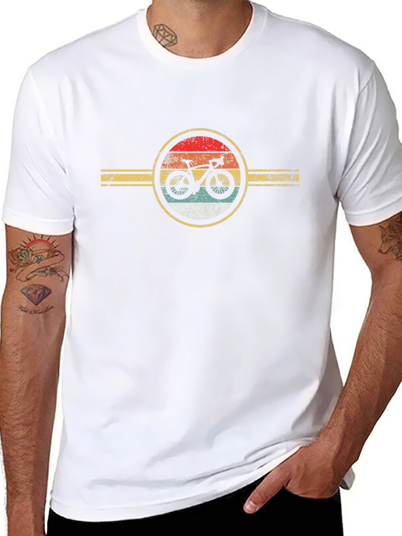 Retro Bicycle Graphic Tee - Black Cotton T-Shirt