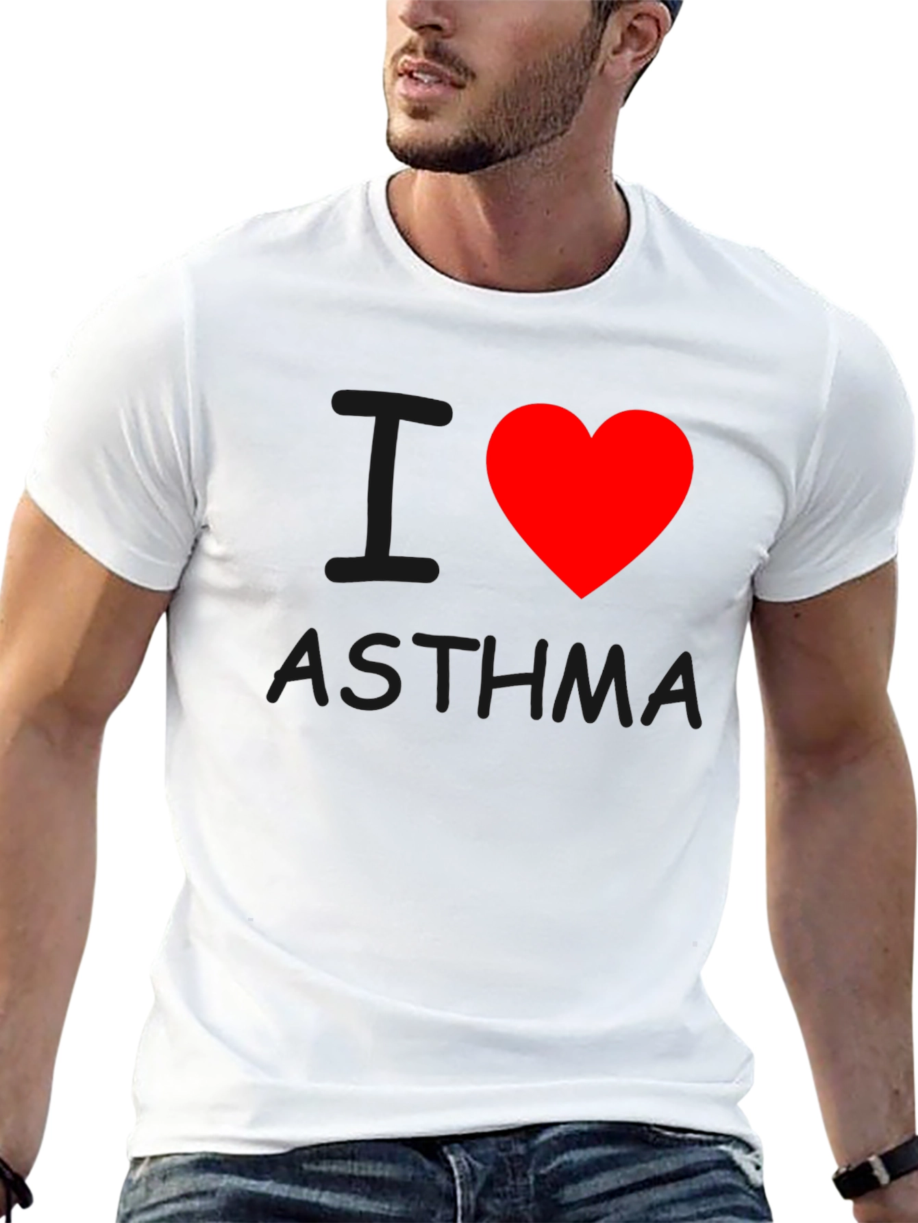 I Heart Asthma T-Shirt - Black Crew Neck Tee