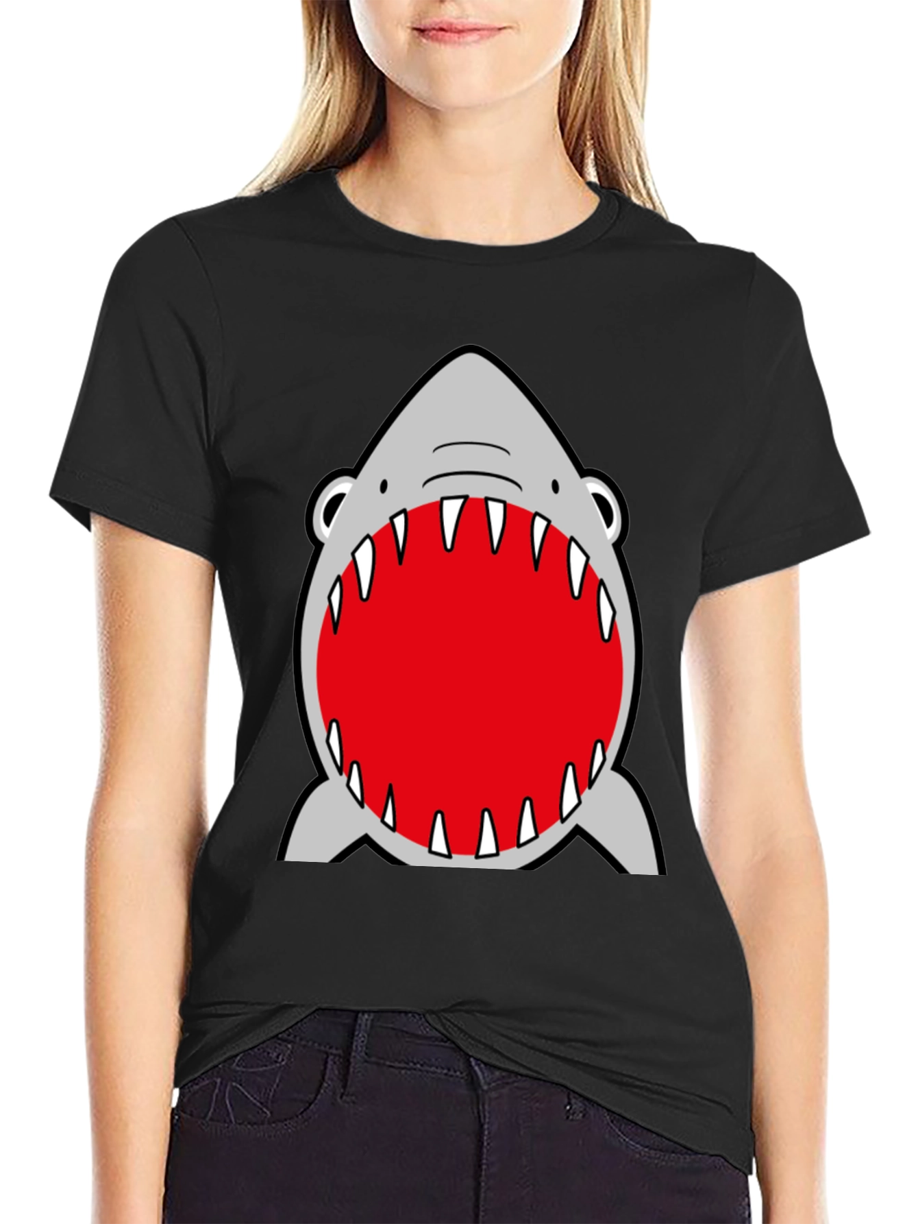 Shark Mouth Graphic Black T-Shirt