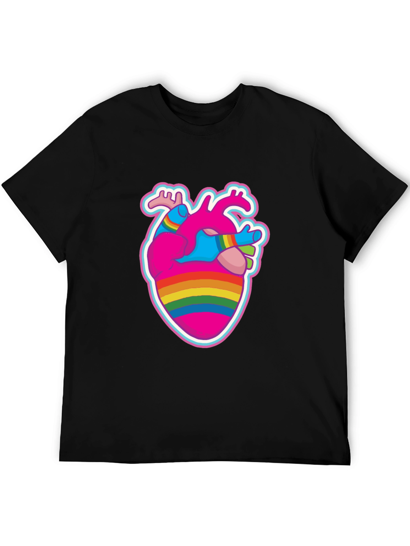 Anatomical Heart Pride T-Shirt - Black Crew Neck