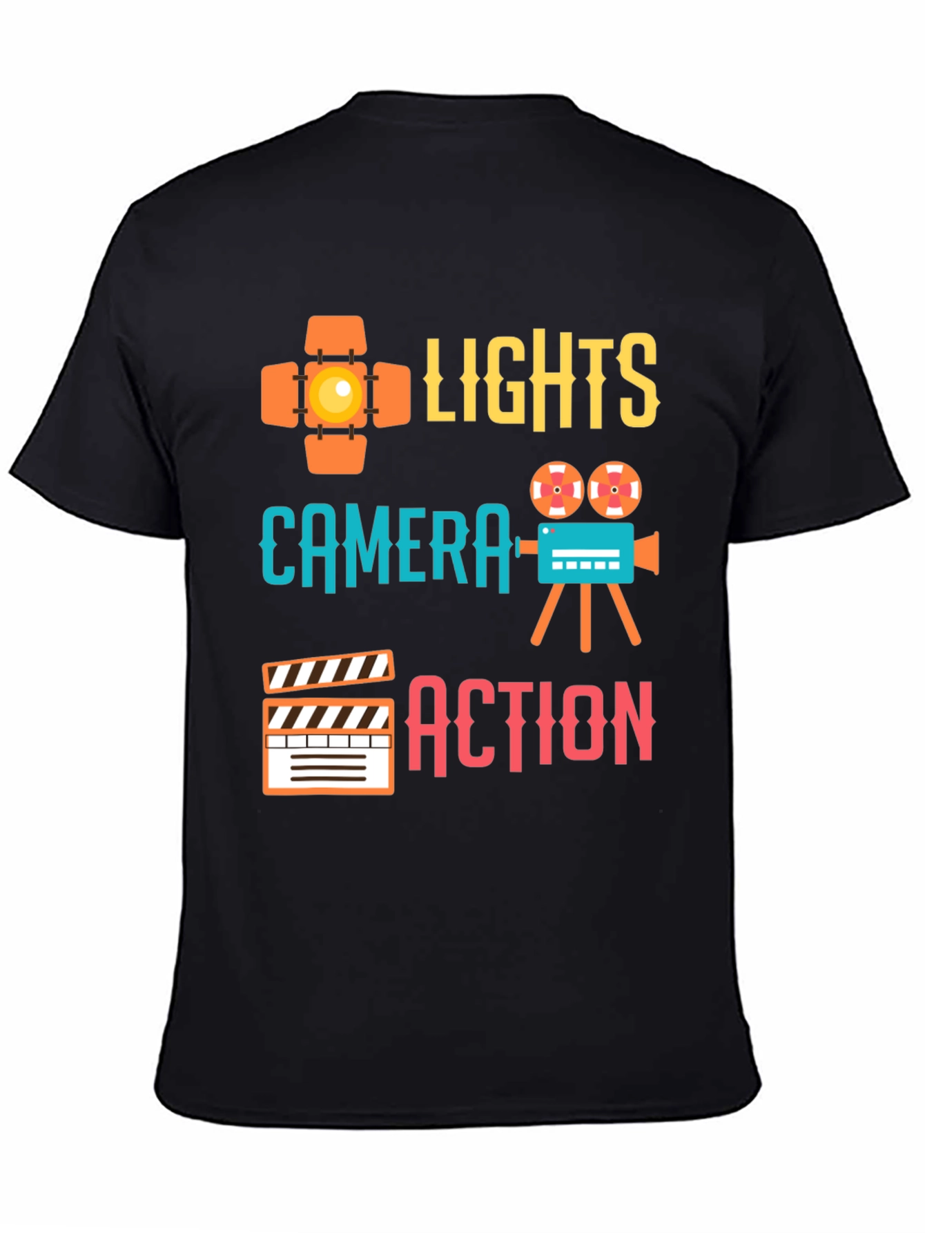 Lights Camera Action Graphic Tee - Film Crew T-Shirt