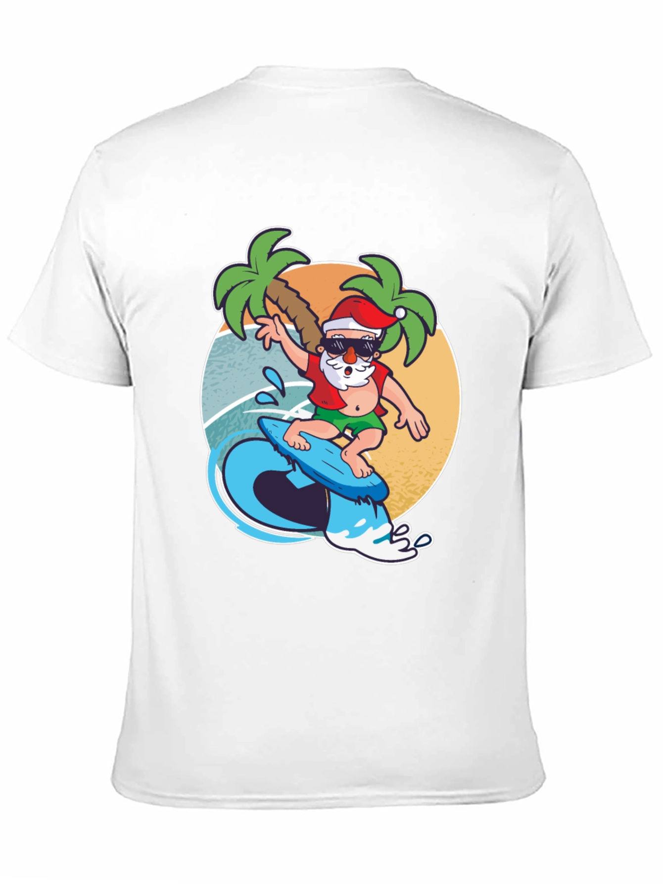 Surfing Santa T-Shirt - Holiday Beach Vibes