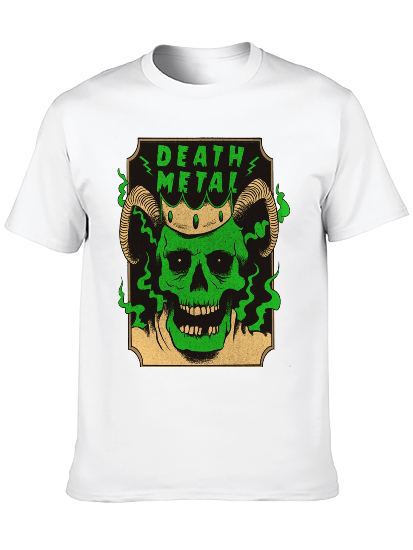 Death Metal Skull T-Shirt - Green Graphic Tee