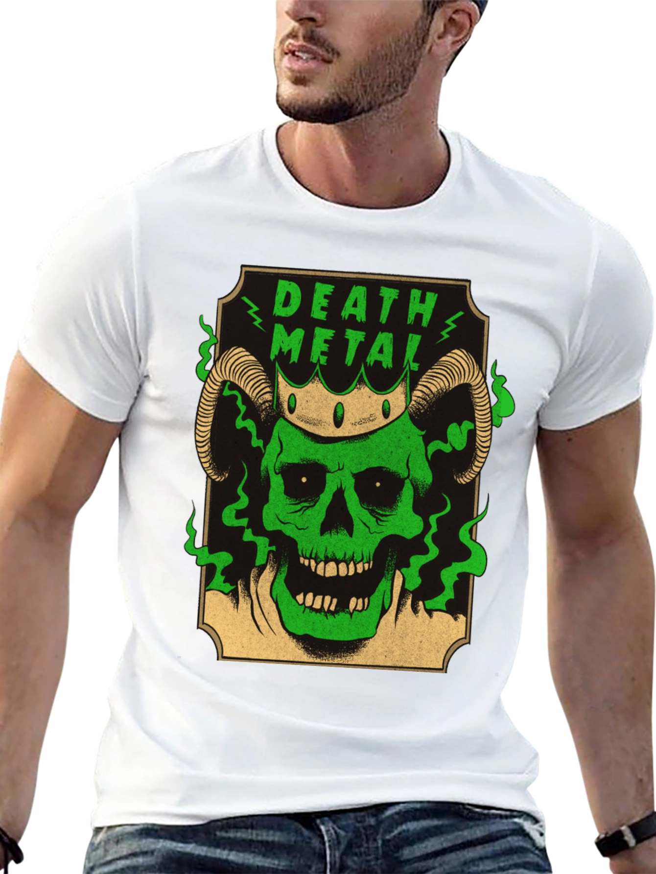 Death Metal Skull T-Shirt - Green Graphic Tee