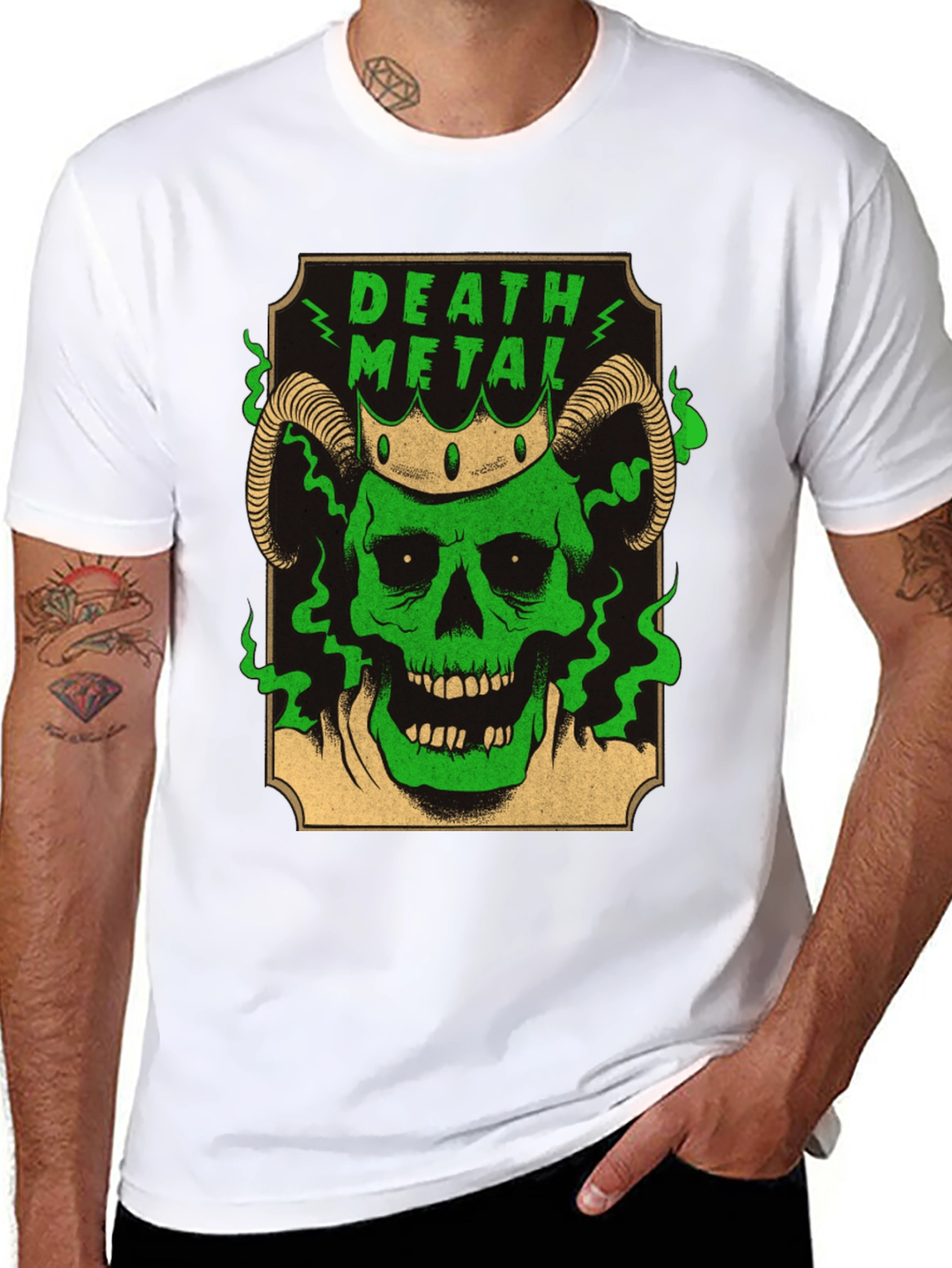 Death Metal Skull T-Shirt - Green Graphic Tee