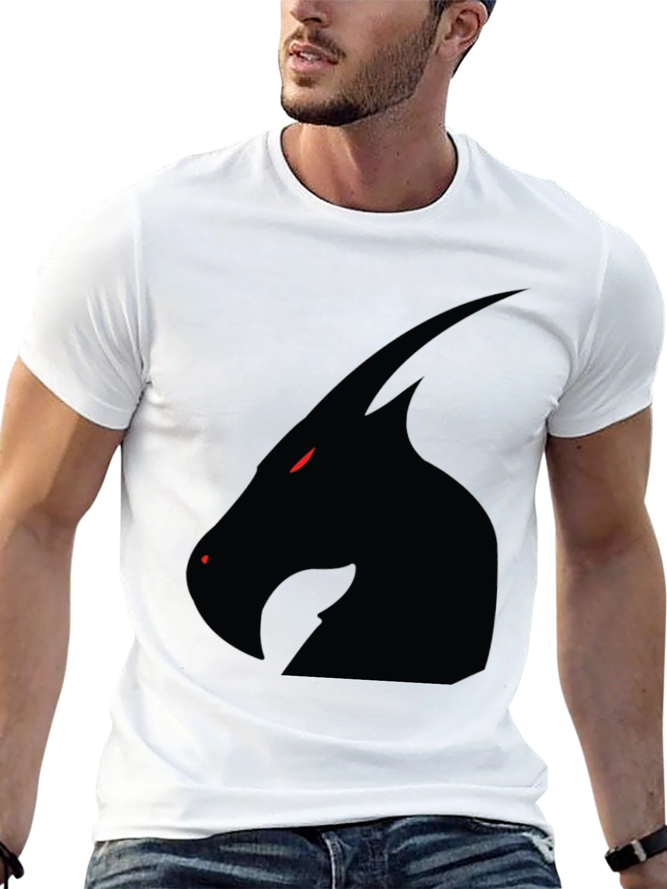 Mens Black T-Shirt - Dragon Silhouette Graphic Tee