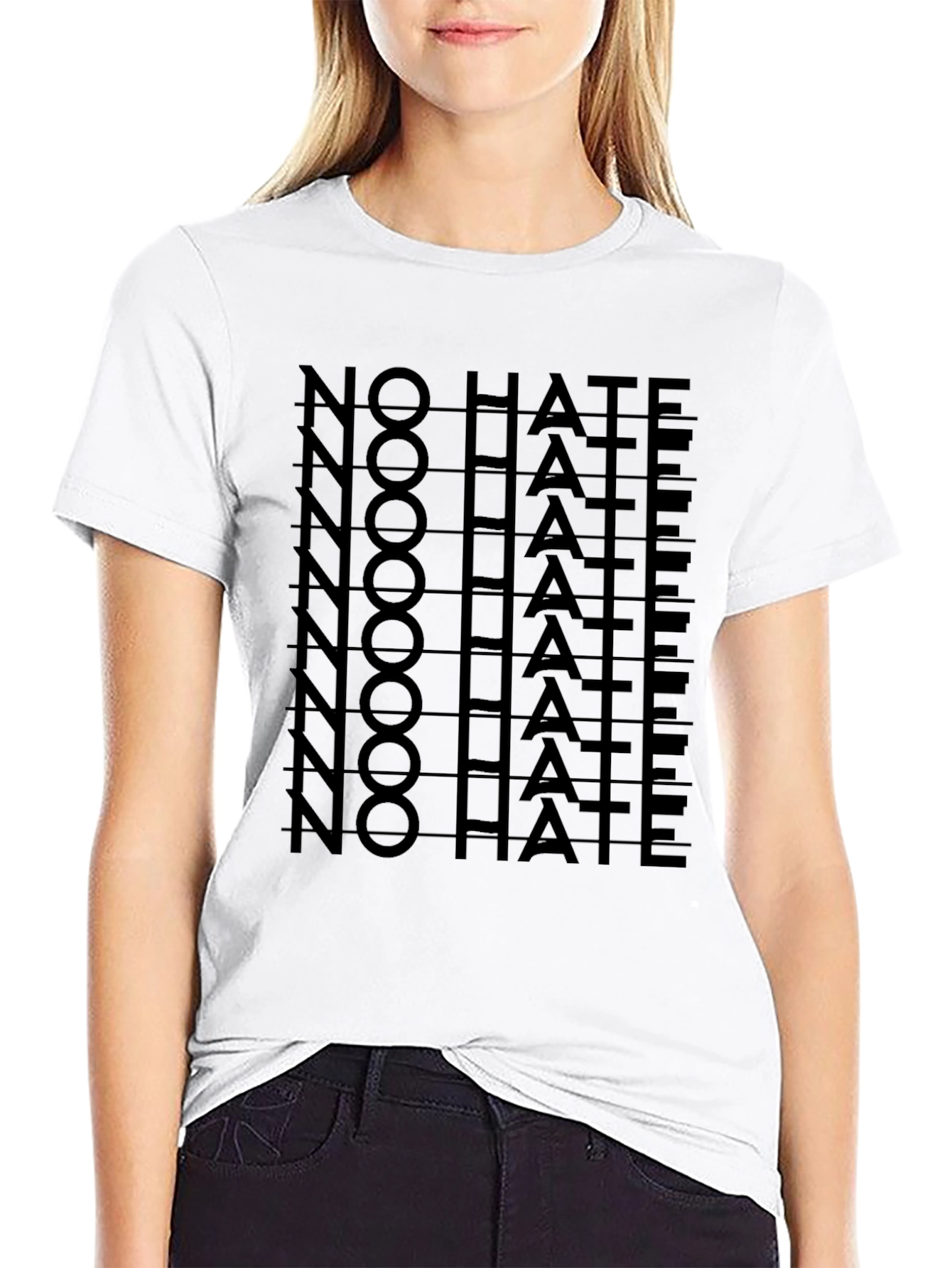 No Hate Graphic Print Black T-Shirt