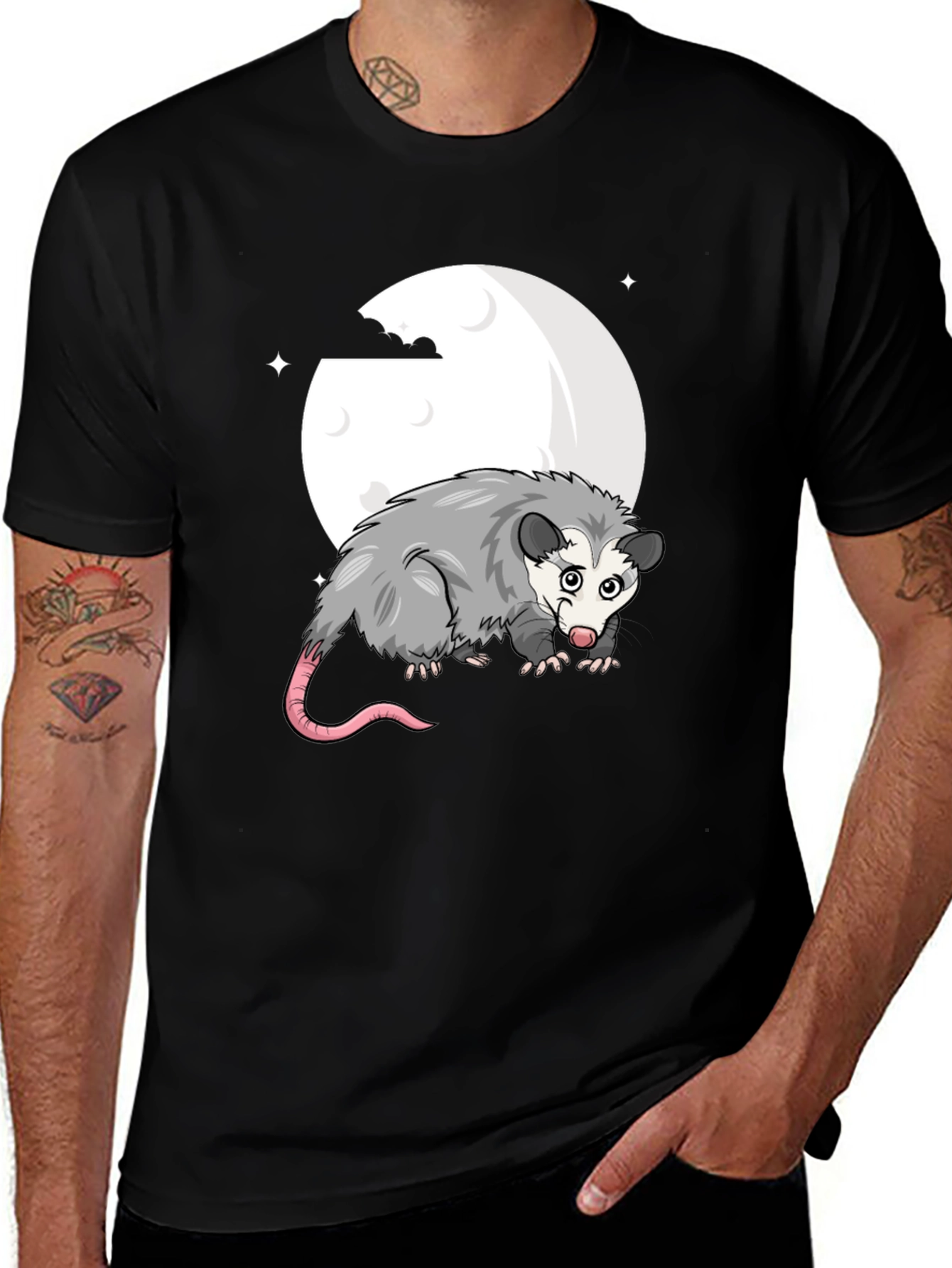 Opossum Moon Graphic Tee - Black