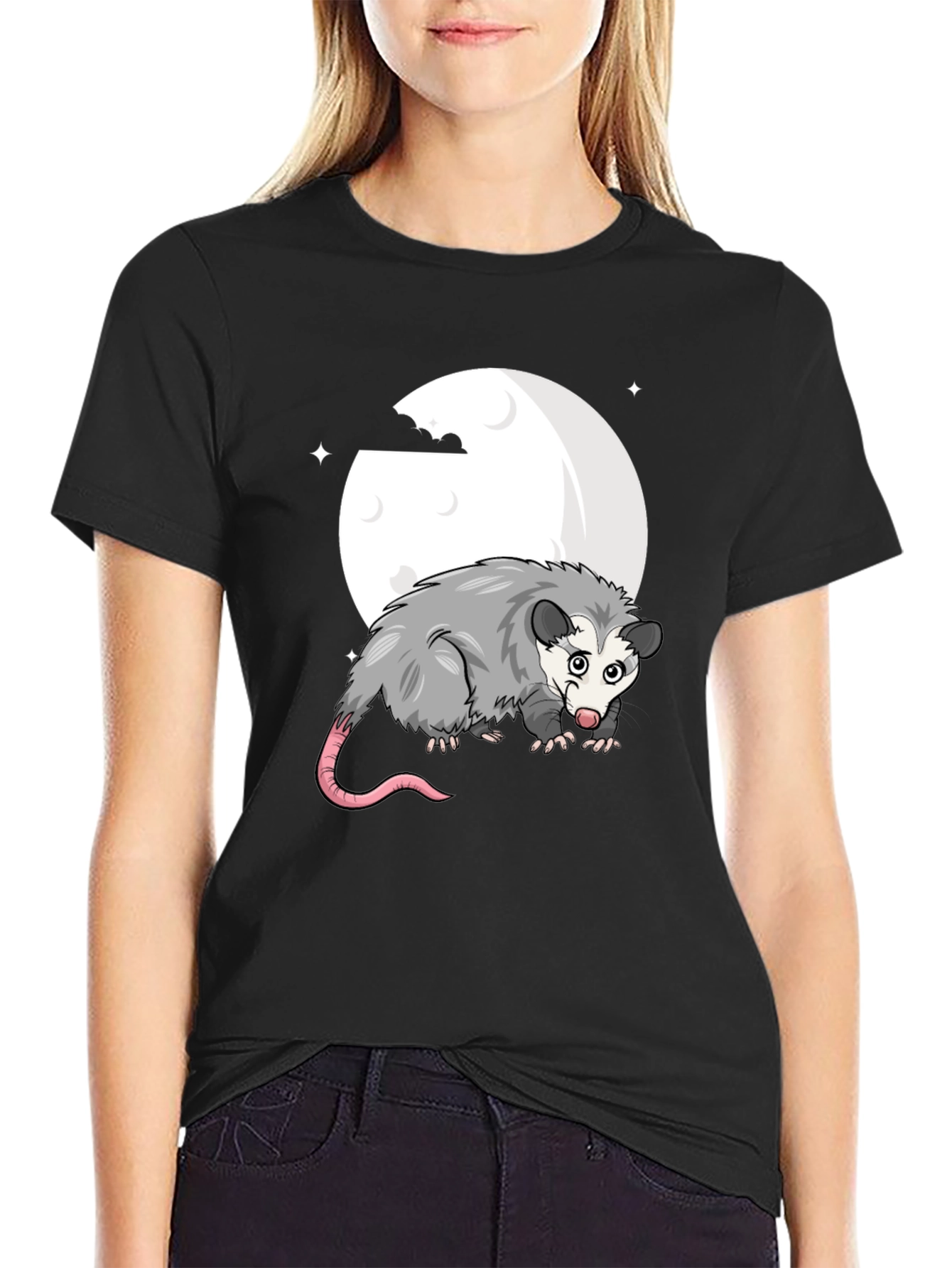 Opossum Moon Graphic Tee - Black