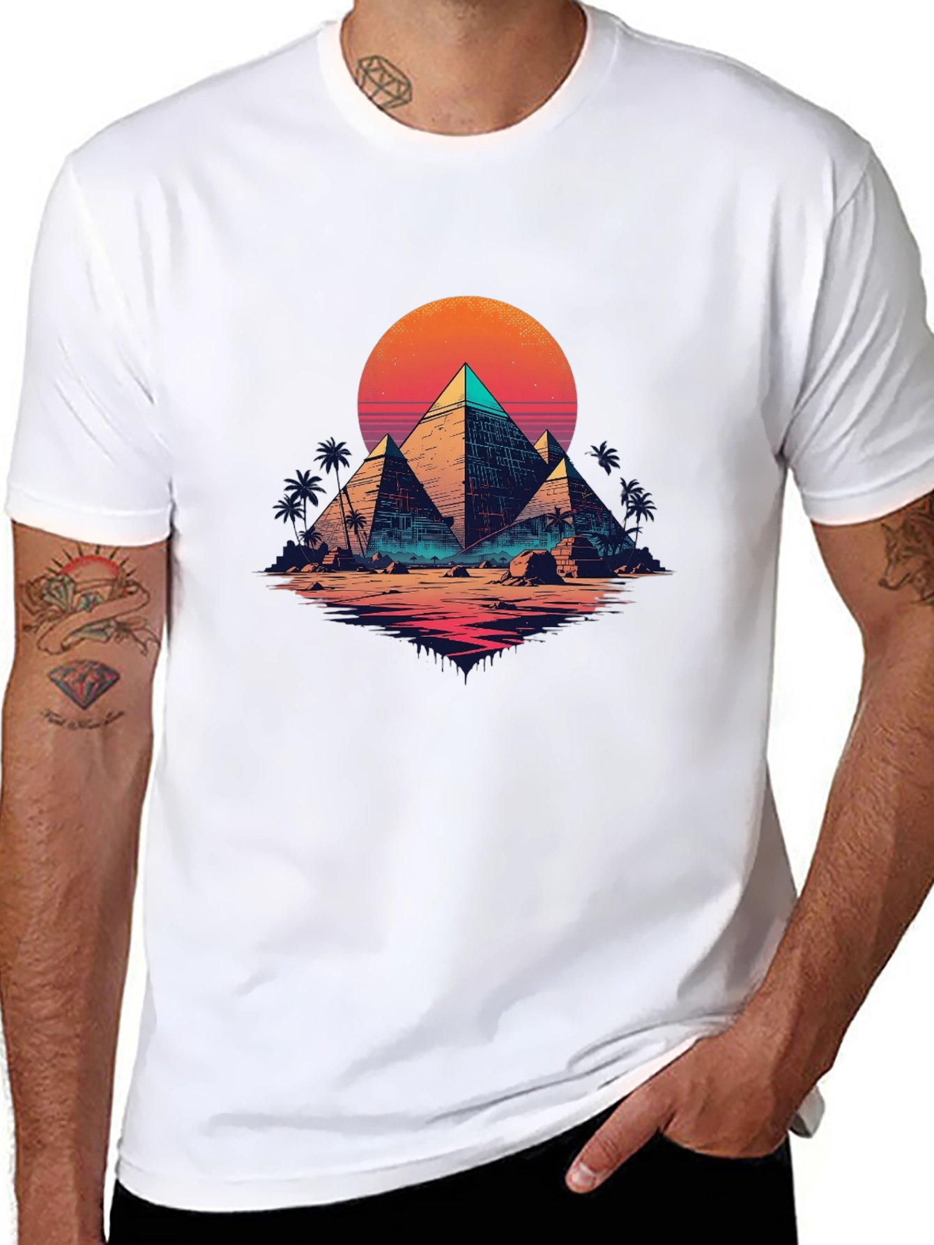 Retro Egypt Pyramids Graphic T-Shirt