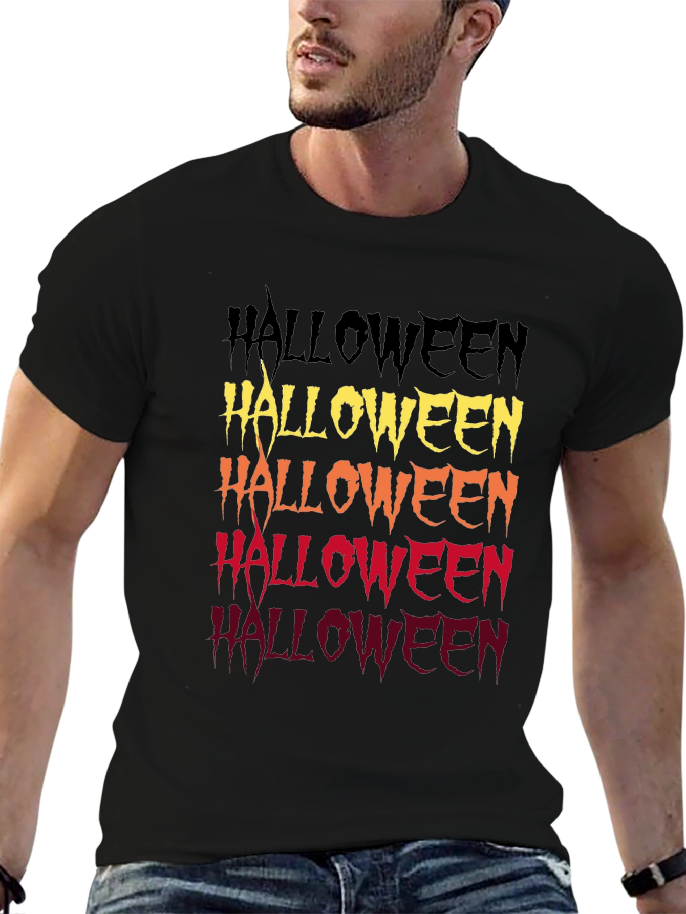 Halloween Fade Graphic Tee - Spooky Season Shirt