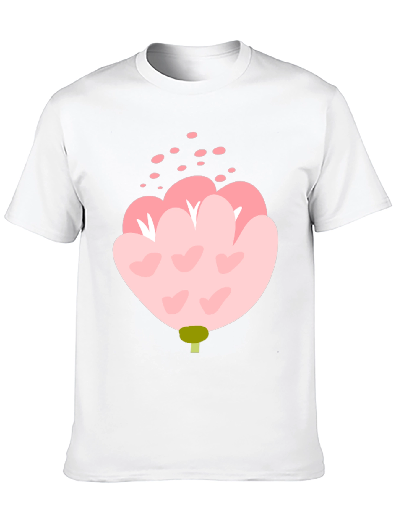Pink Floral Graphic Tee - Black Cotton Blend