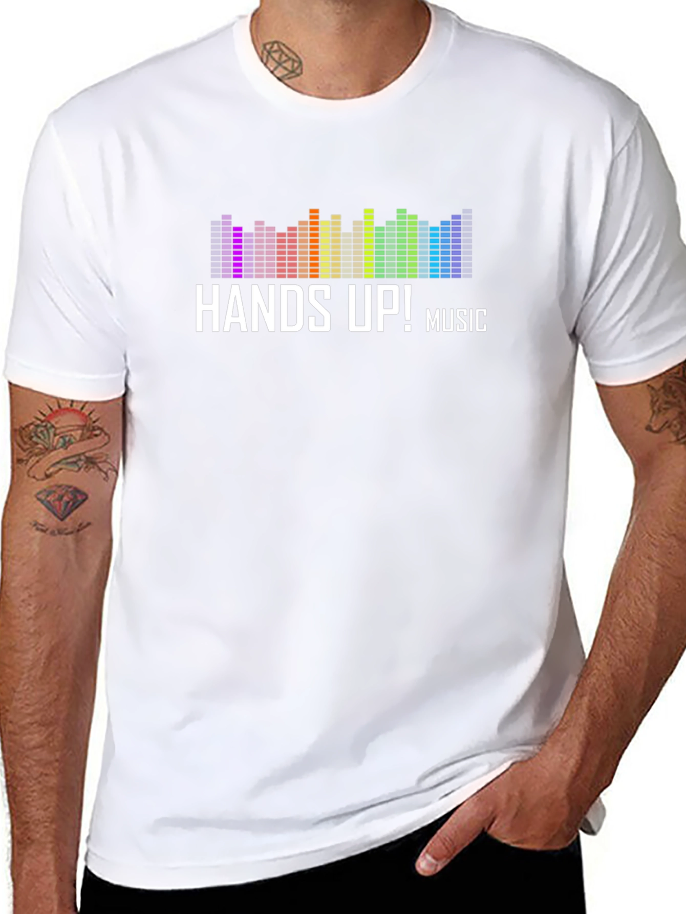 Hands Up! Music T-Shirt - Vibrant Equalizer Design