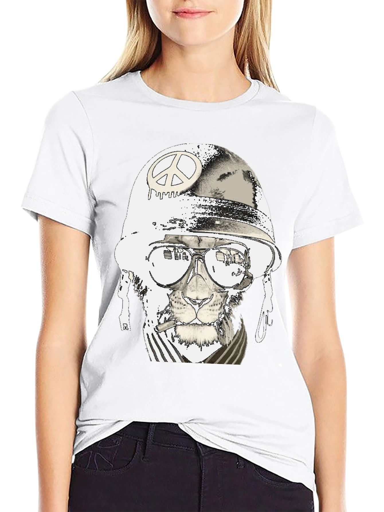 Peace Lion Graphic T-Shirt - Black