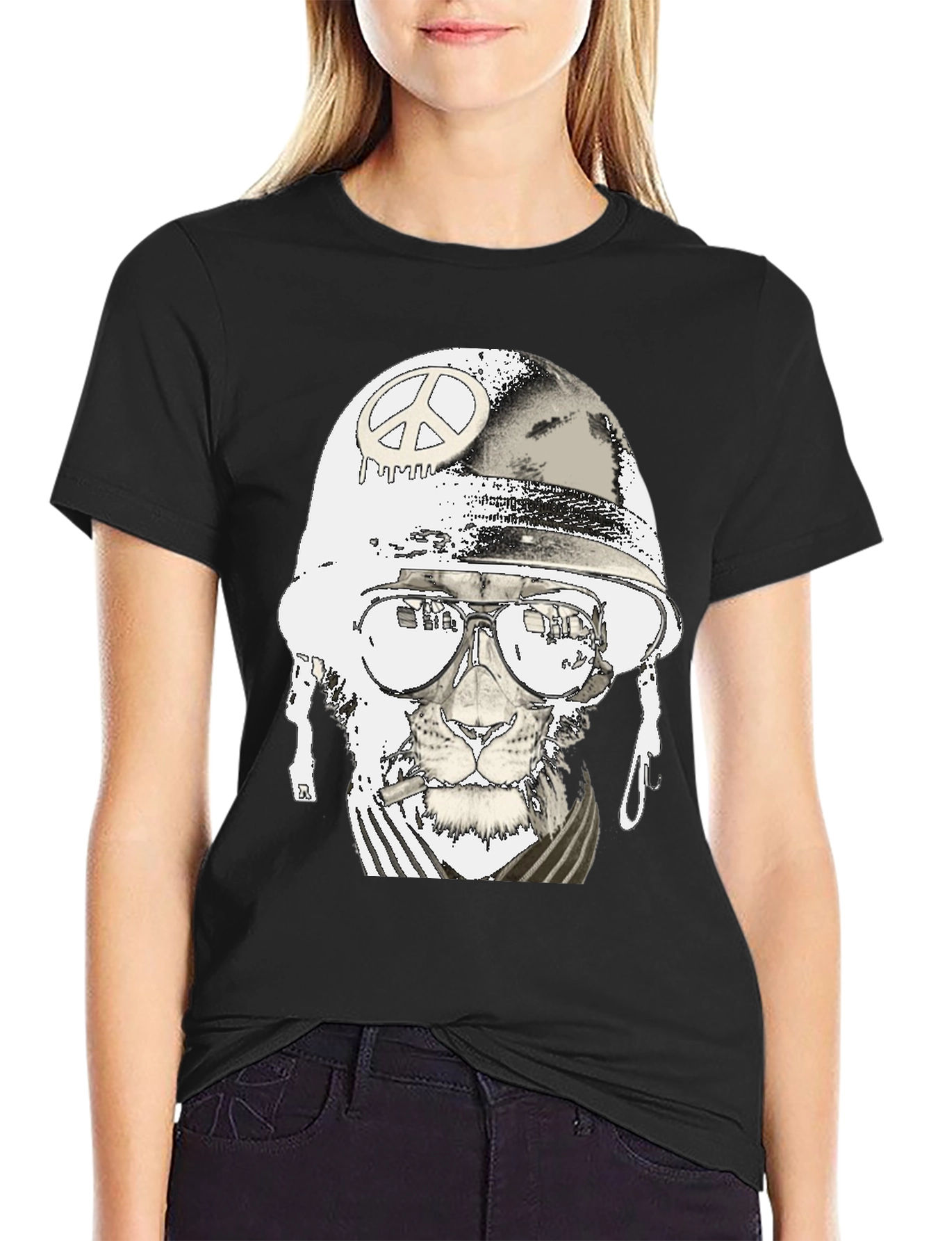 Peace Lion Graphic T-Shirt - Black