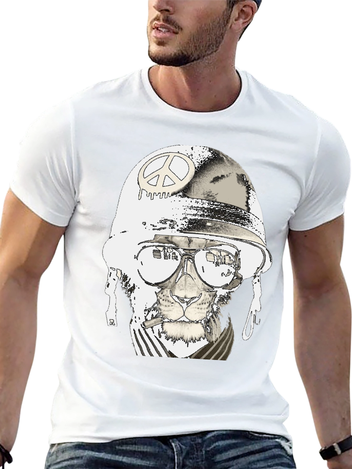 Peace Lion Graphic T-Shirt - Black