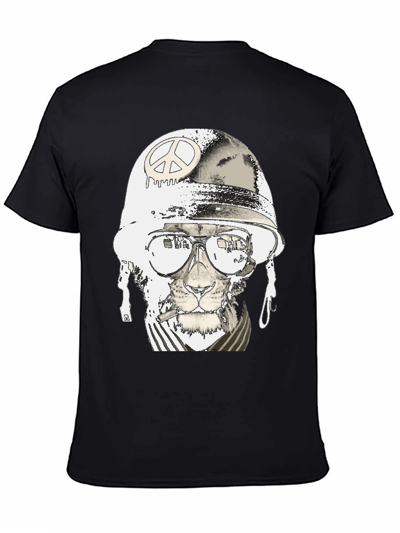 Peace Lion Graphic T-Shirt - Black
