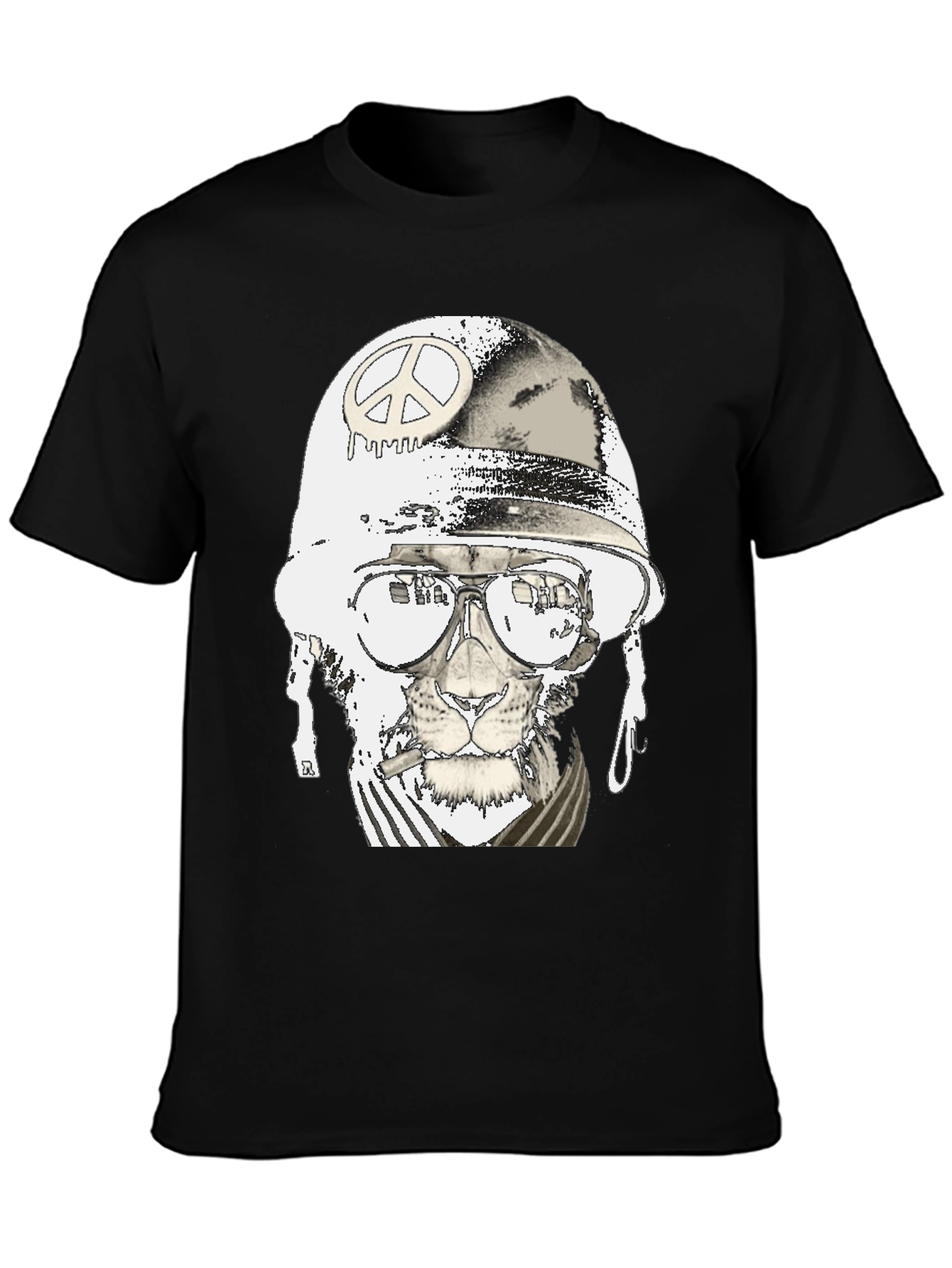 Peace Lion Graphic T-Shirt - Black