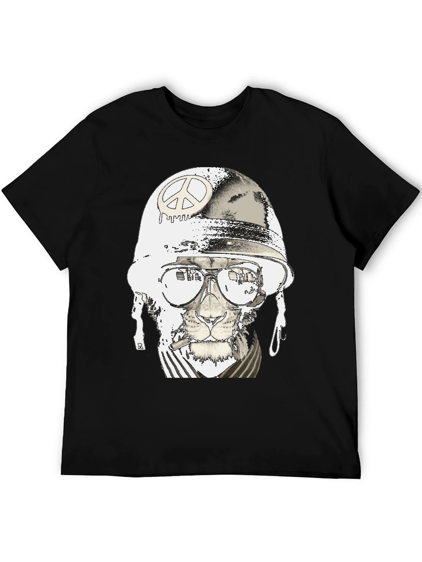 Peace Lion Graphic T-Shirt - Black