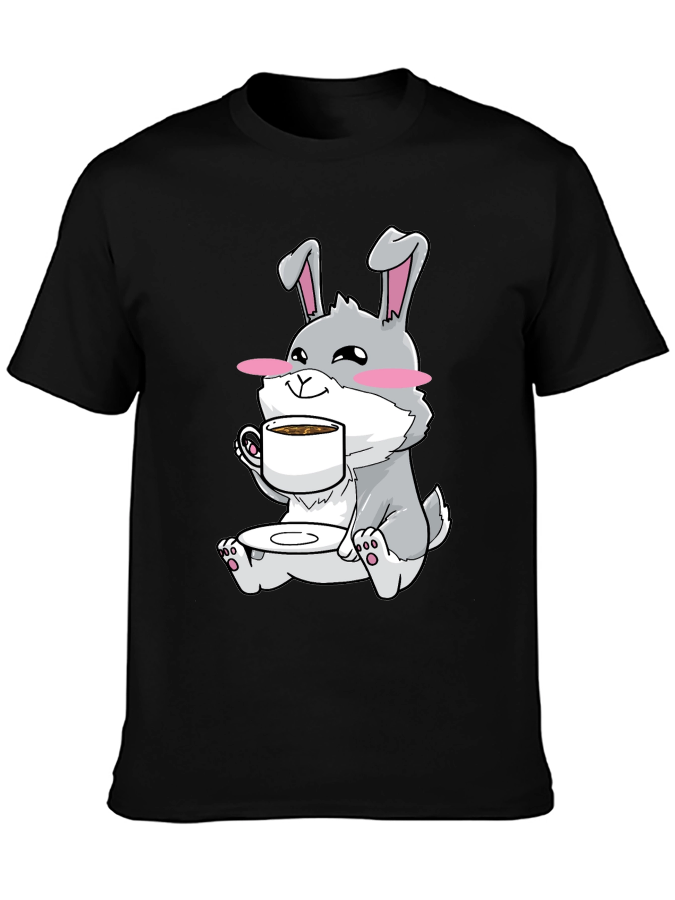 Bunny Sipping Coffee T-Shirt - Cute Graphic Tee