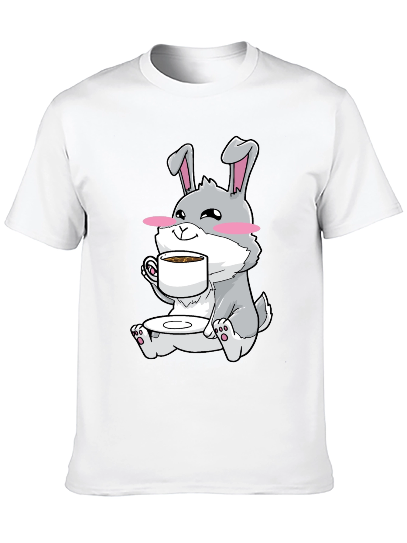 Bunny Sipping Coffee T-Shirt - Cute Graphic Tee