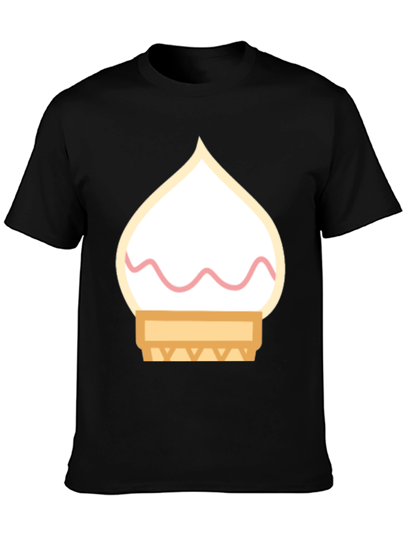 Ice Cream Cone Graphic Tee - Black Cotton T-Shirt