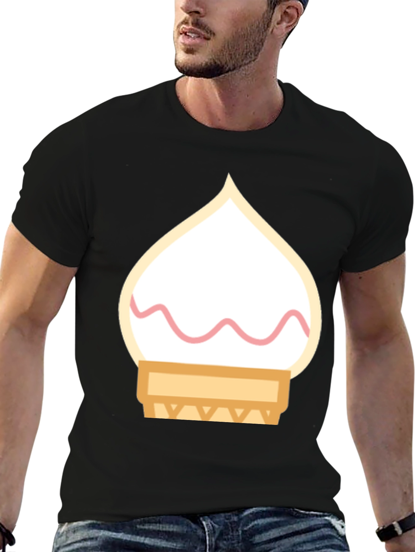 Ice Cream Cone Graphic Tee - Black Cotton T-Shirt