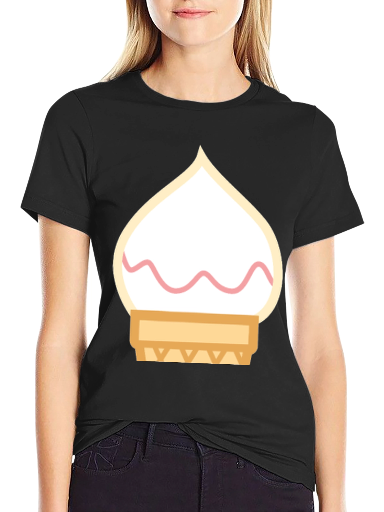 Ice Cream Cone Graphic Tee - Black Cotton T-Shirt