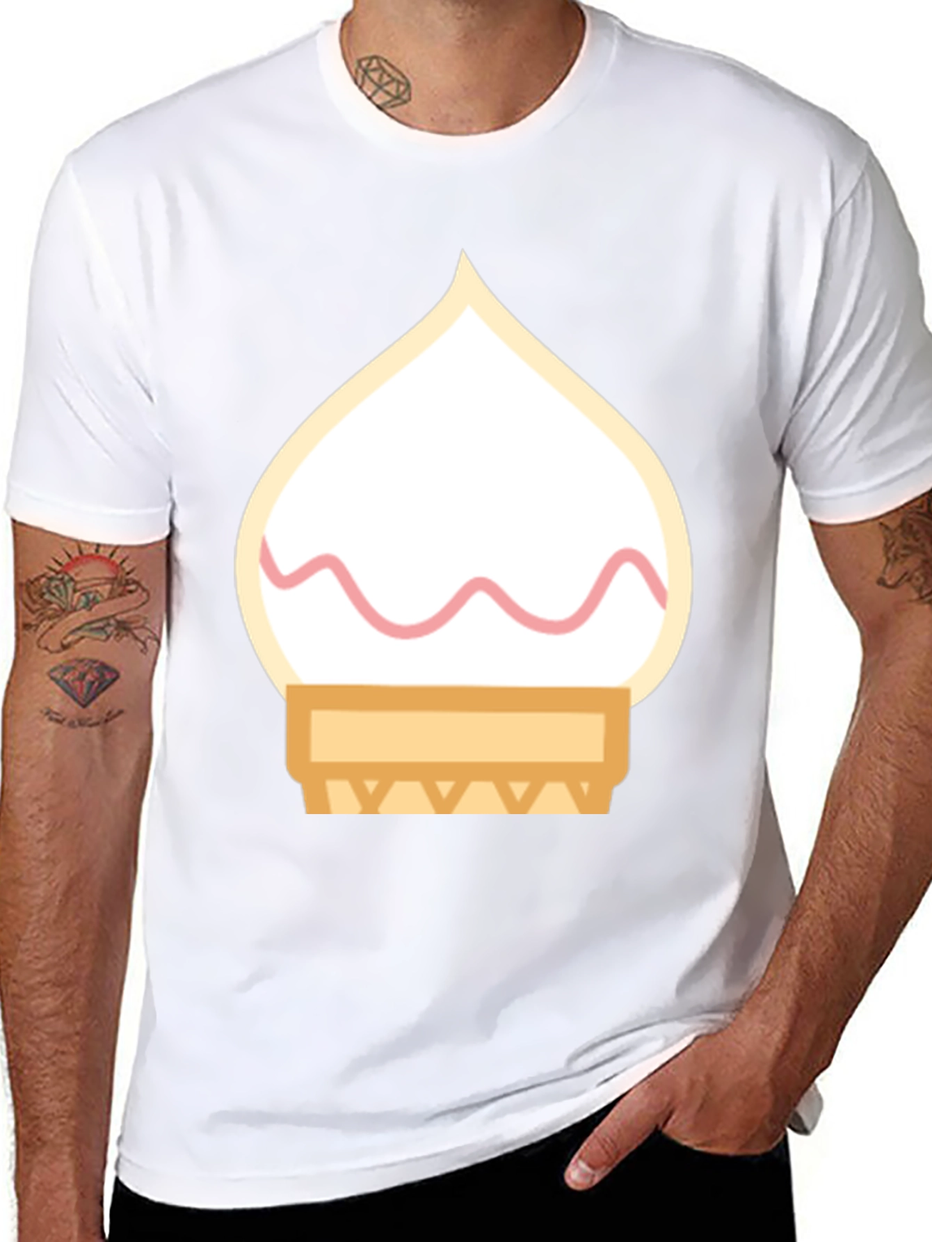 Ice Cream Cone Graphic Tee - Black Cotton T-Shirt