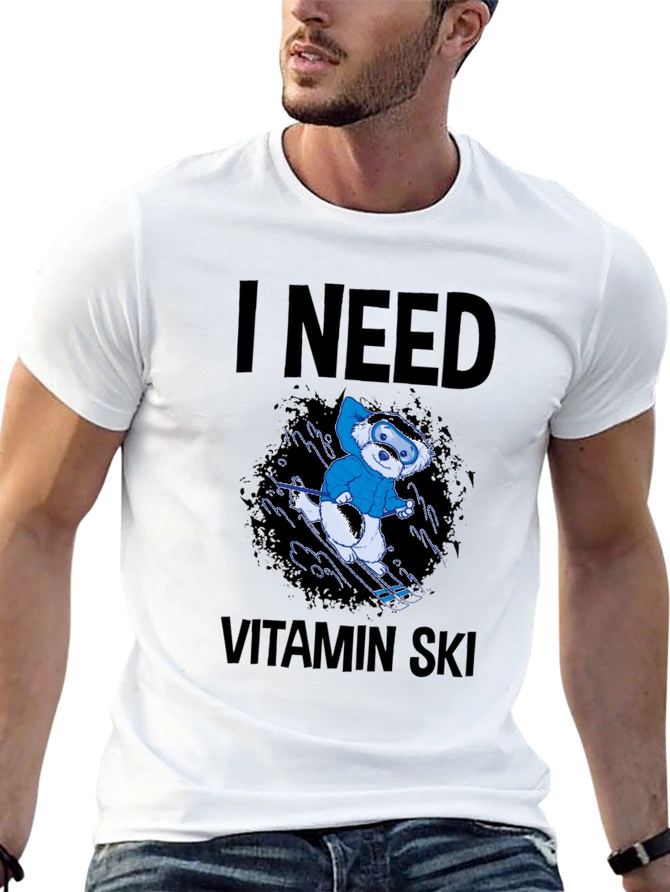 I Need Vitamin Ski Black T-Shirt