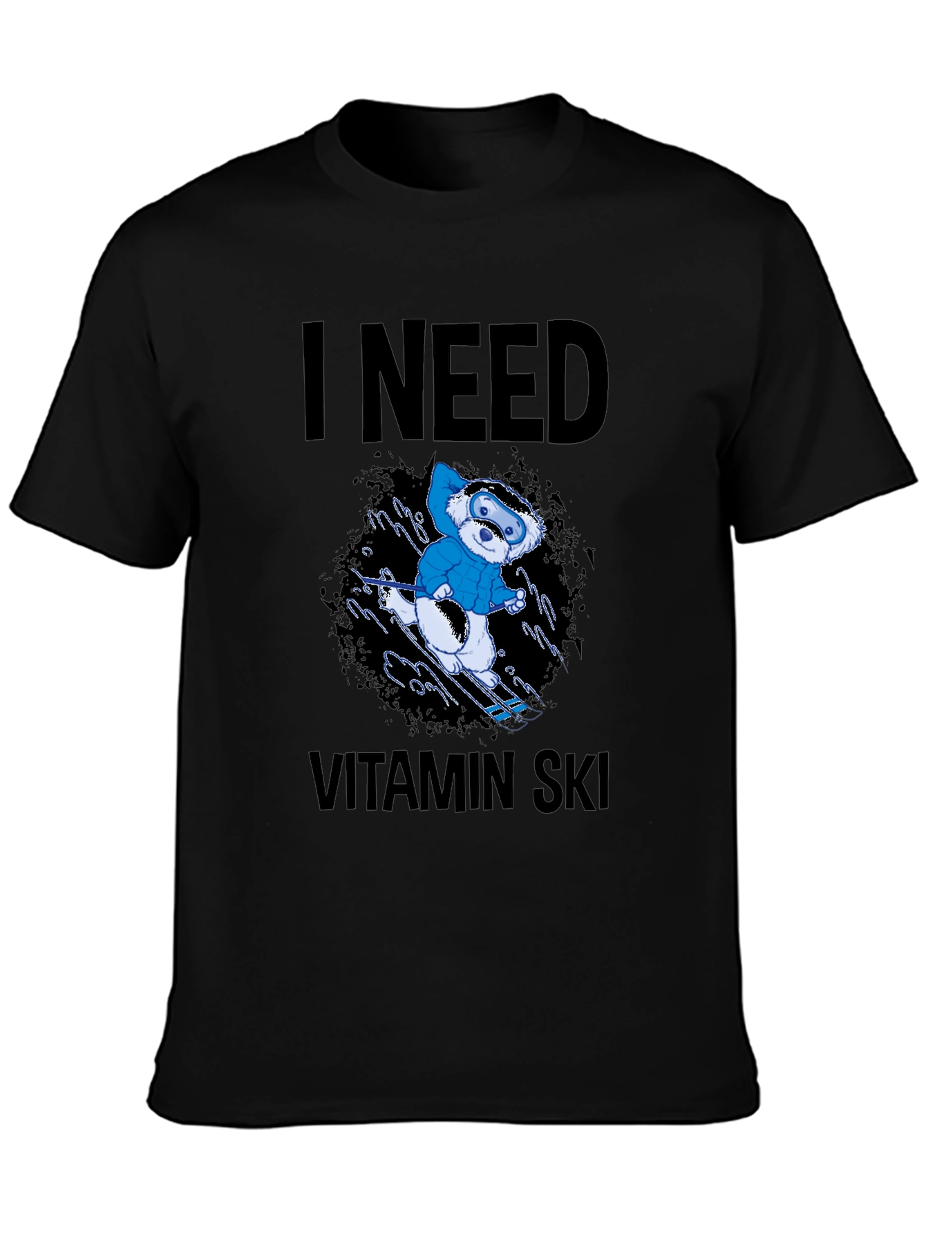 I Need Vitamin Ski Black T-Shirt