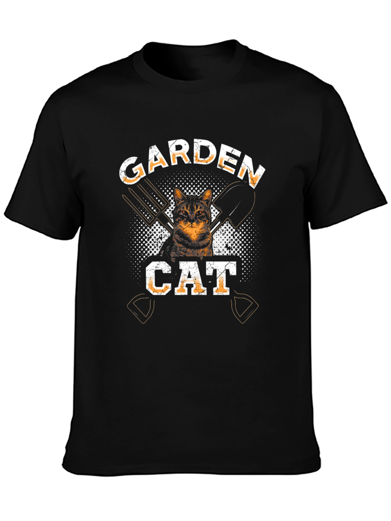 Garden Cat T-Shirt - Black Cotton Tee