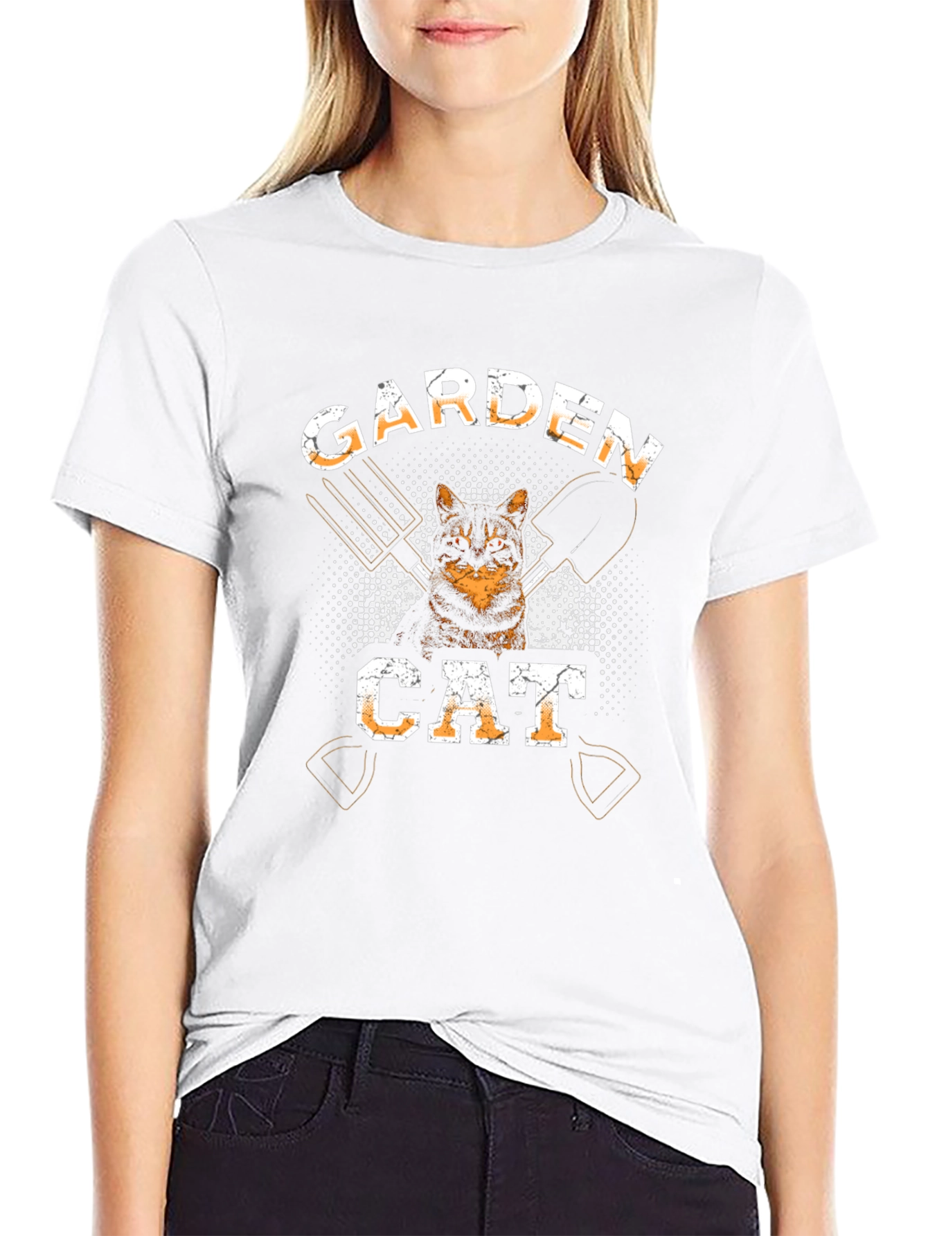 Garden Cat T-Shirt - Black Cotton Tee