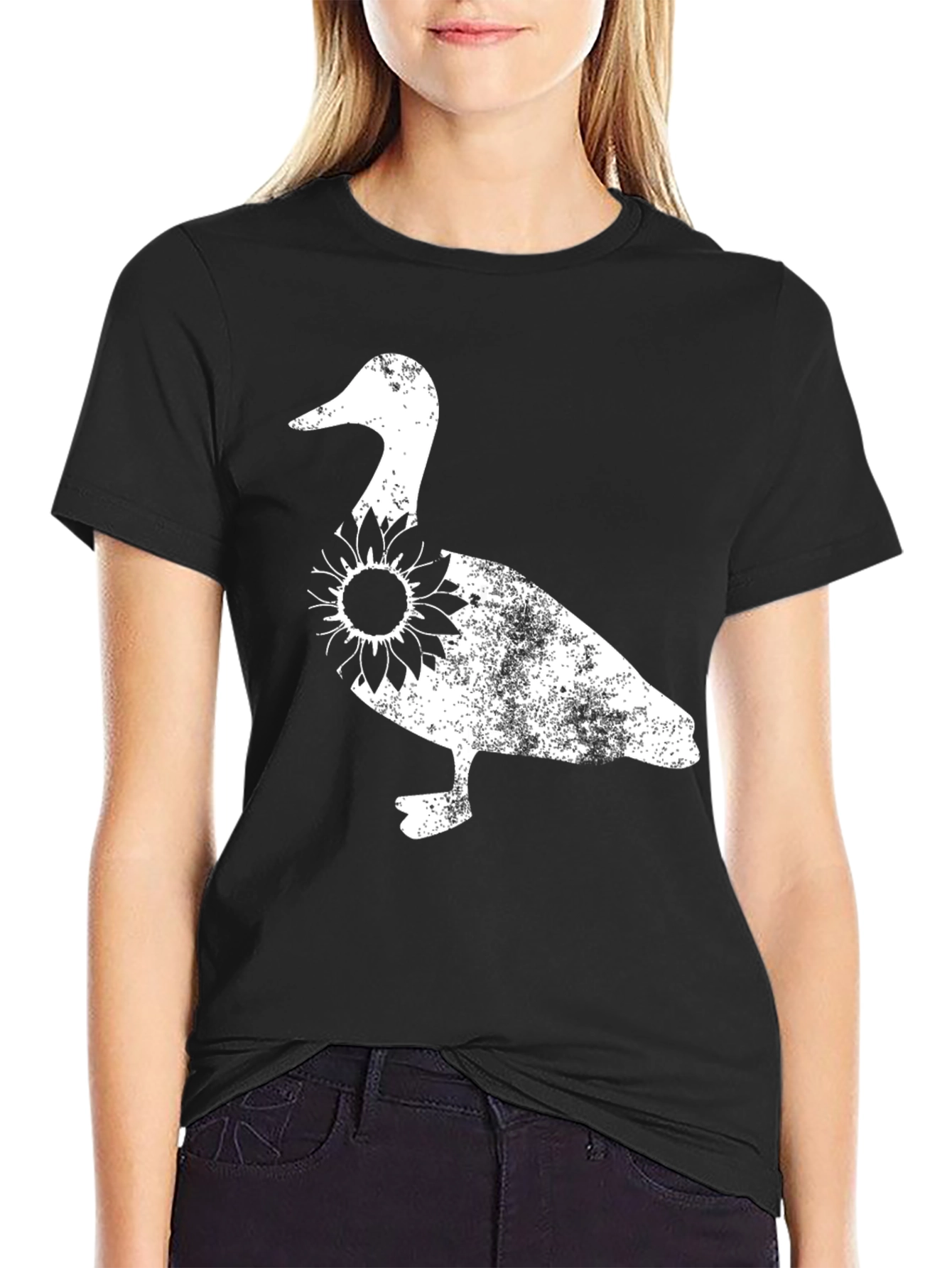 Duck Sunflower Graphic Tee - Black