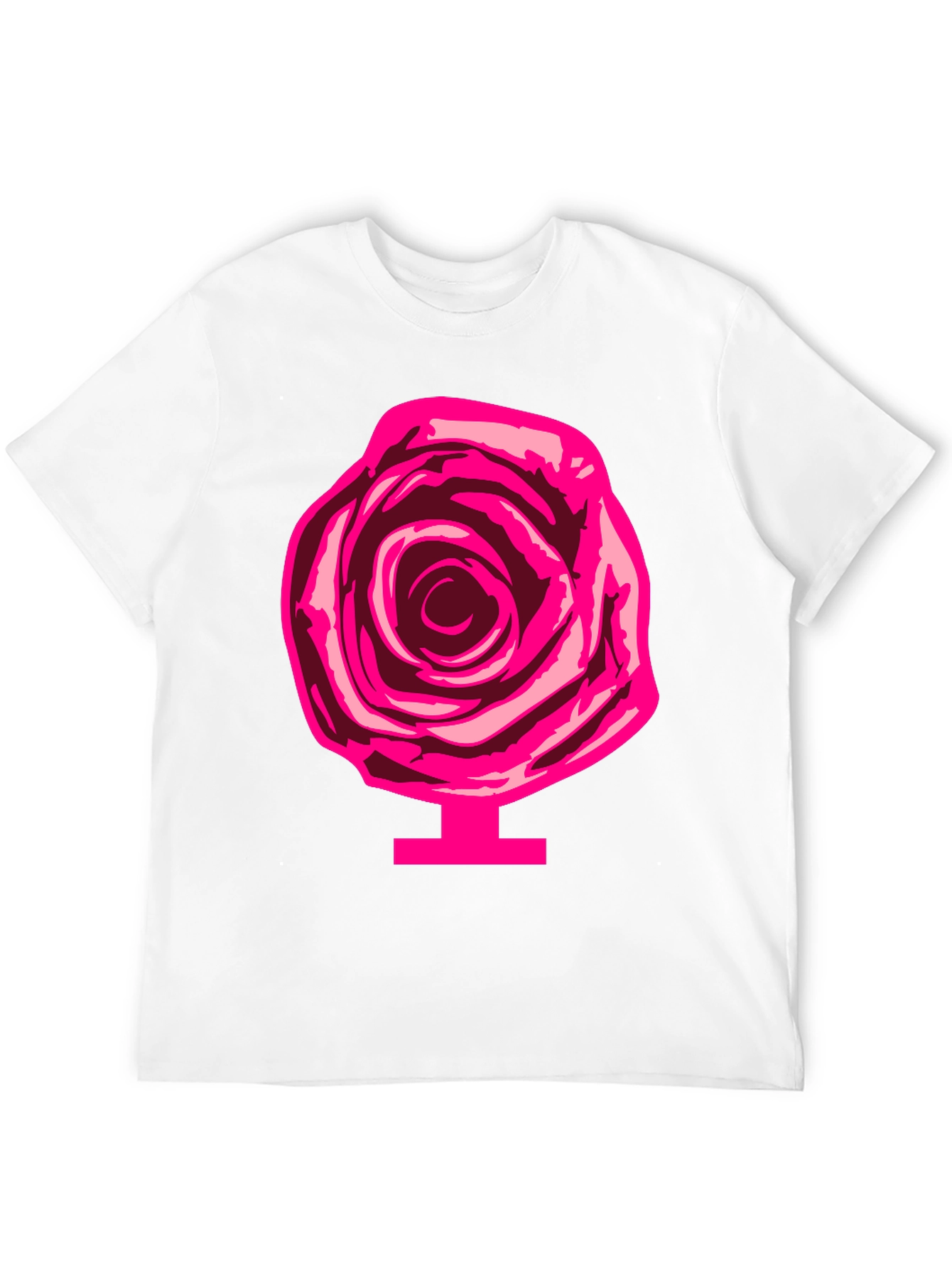 Rose Graphic Print Tee - Black Cotton Casual