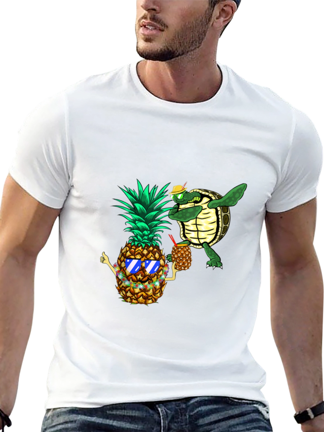Pineapple & Turtle Graphic T-Shirt
