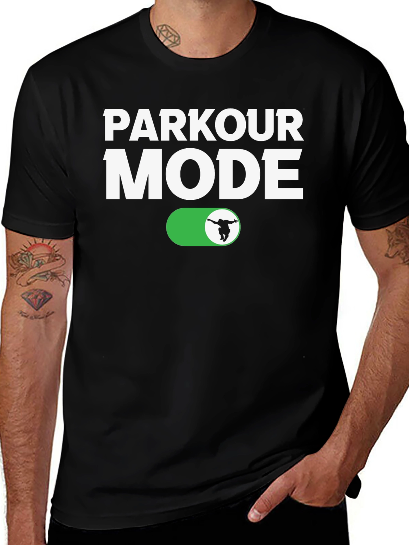 Parkour Mode On T-Shirt - Athletic Black Tee