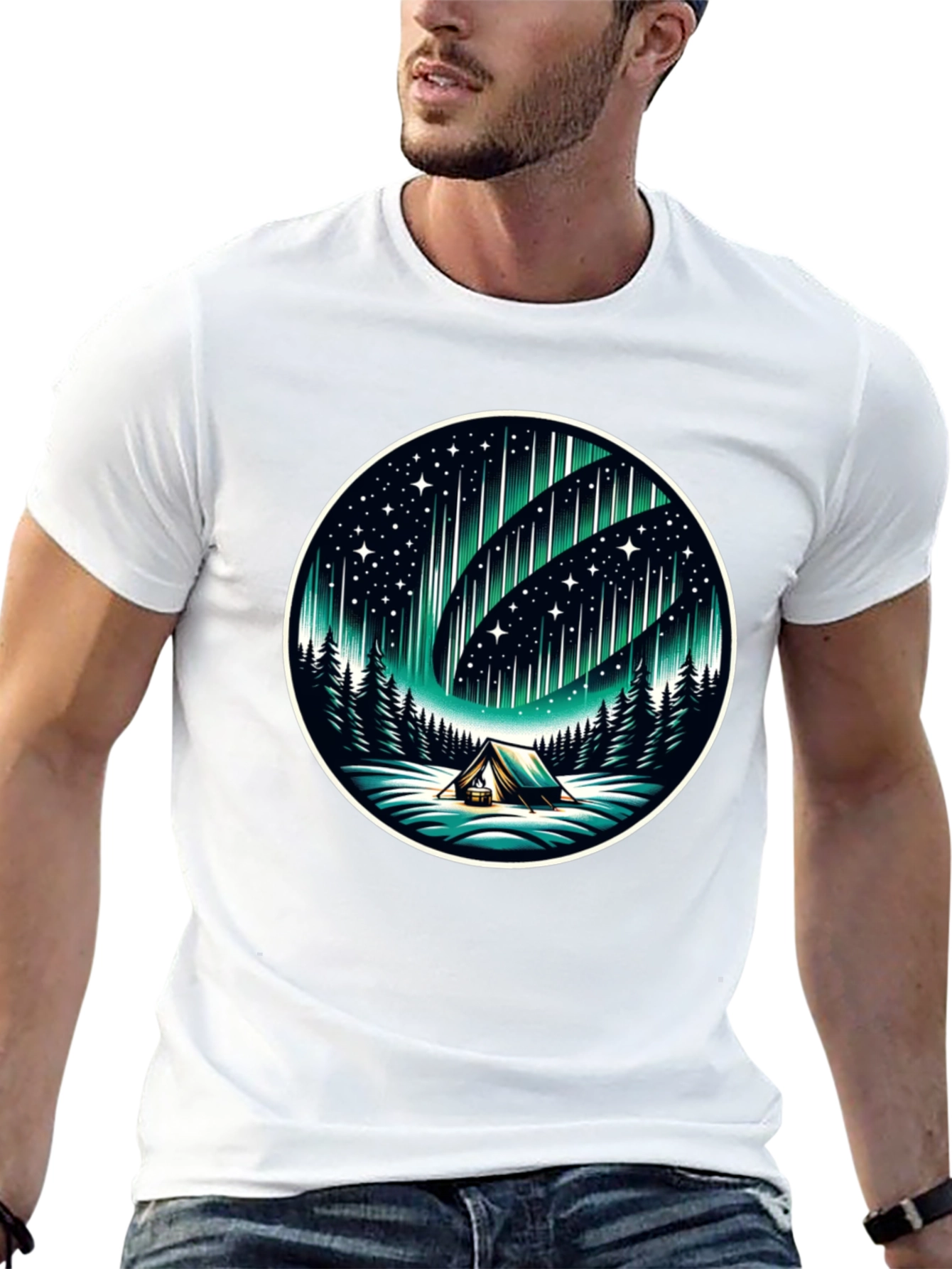 Northern Lights Camping Graphic Tee