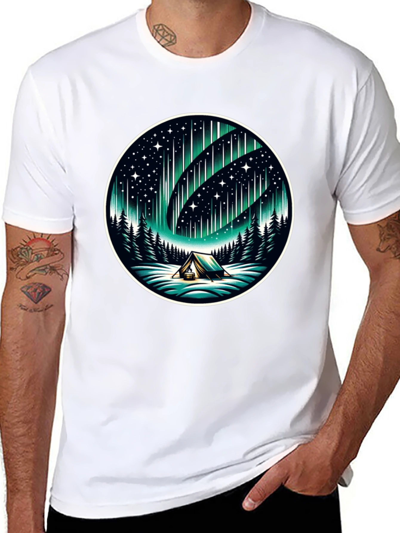 Northern Lights Camping Graphic Tee